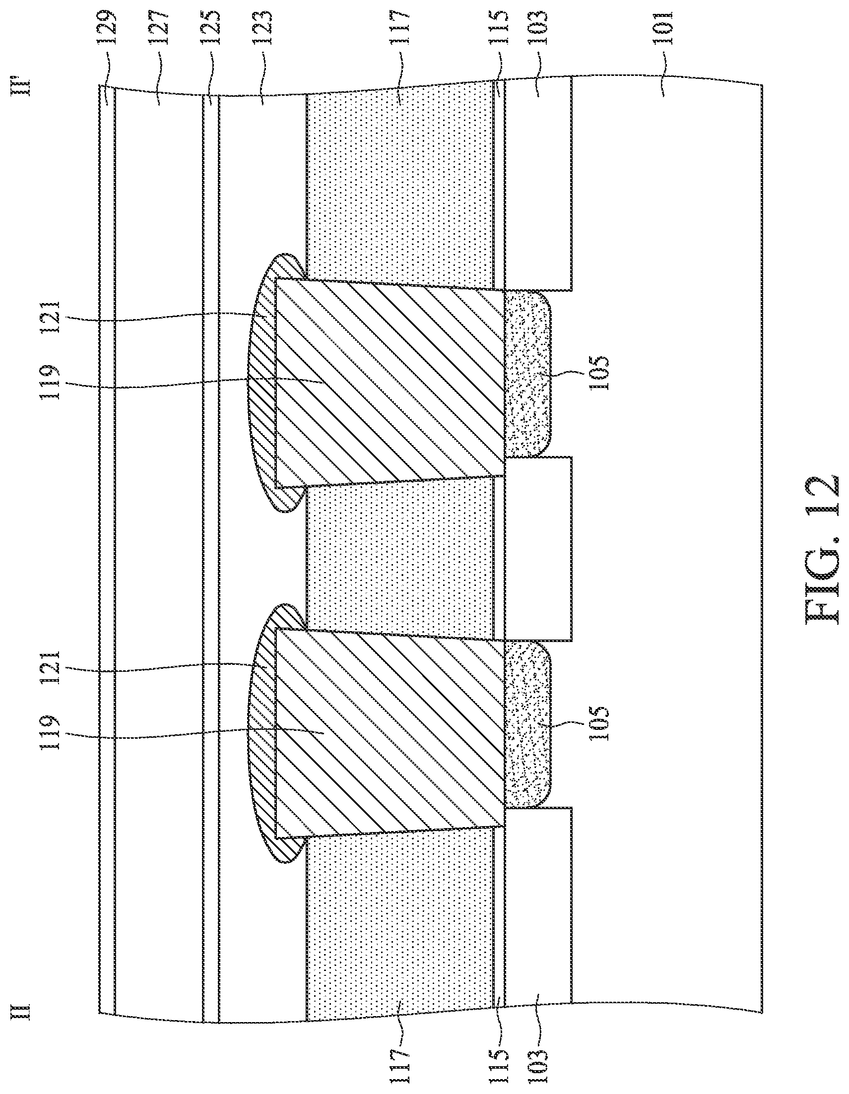 Patent US11778812 Figure 12 – Method for forming a semiconductor device with conductive cap layer over conductive plug