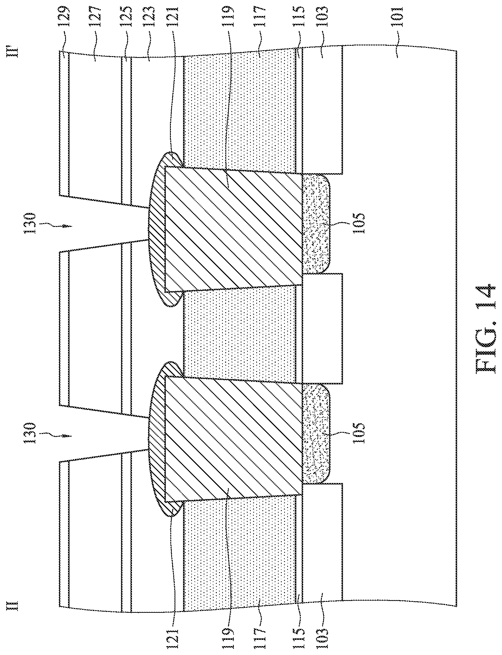 Patent US11778812 Figure 14 – Method for forming a semiconductor device with conductive cap layer over conductive plug