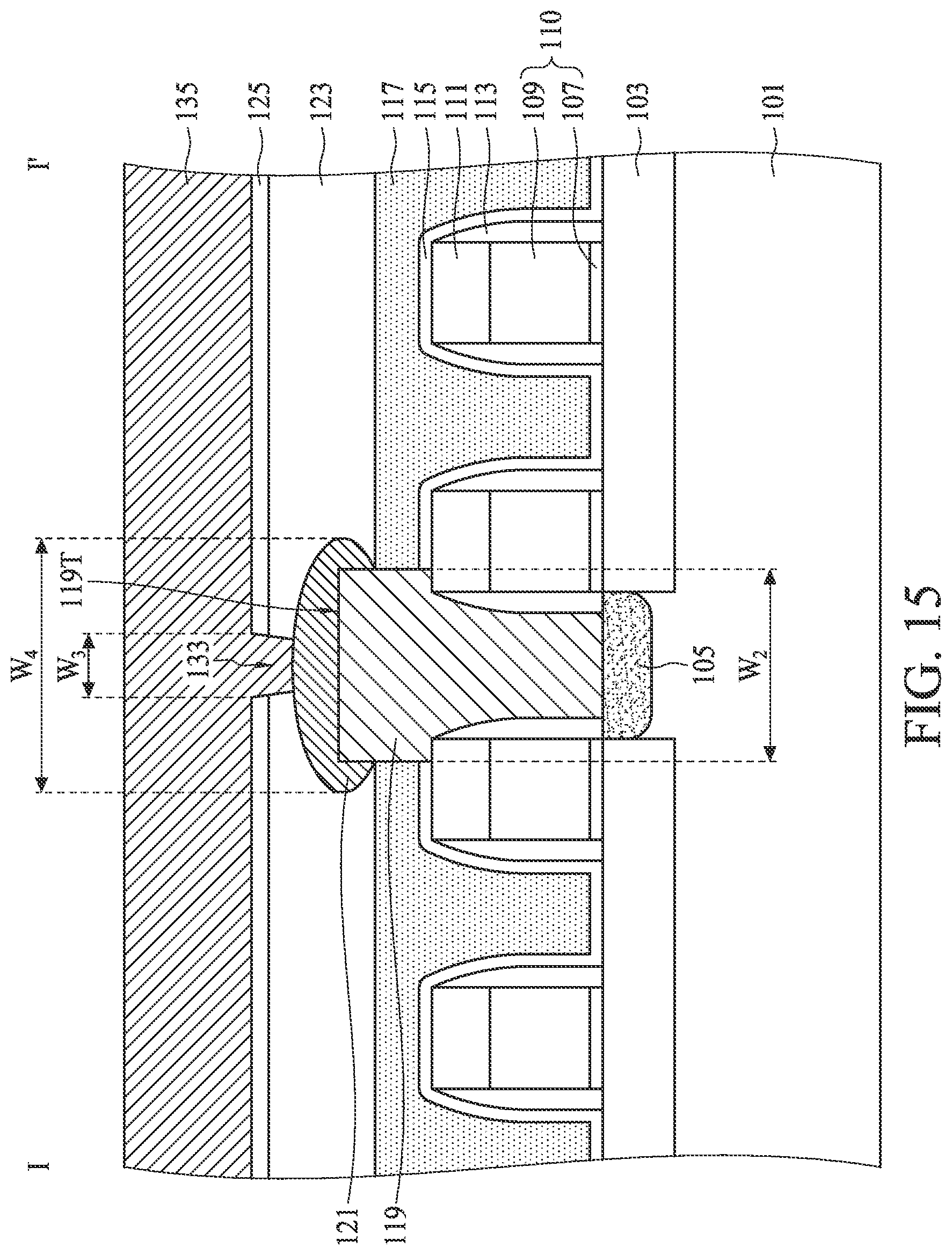 Patent US11778812 Figure 15 – Method for forming a semiconductor device with conductive cap layer over conductive plug
