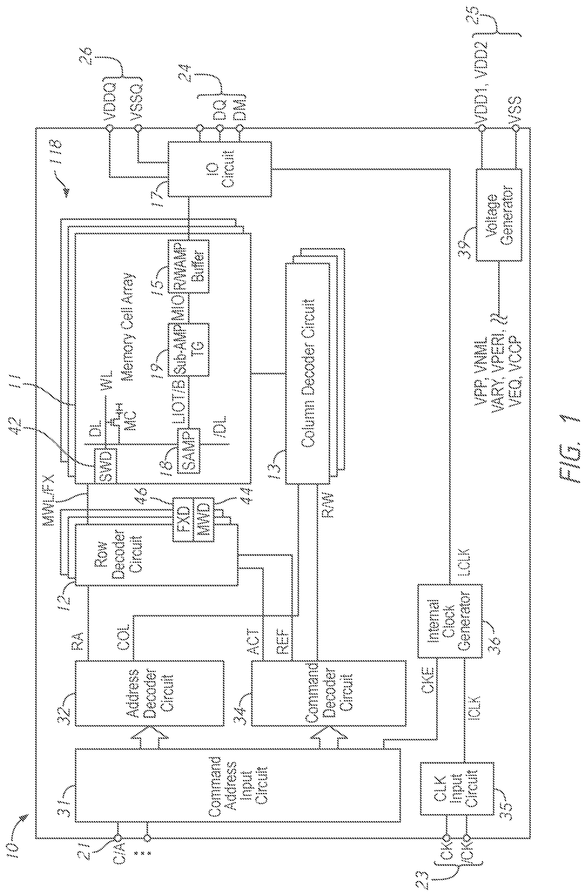 Patent US11778813 — Memory subword driver layout — Figure 1