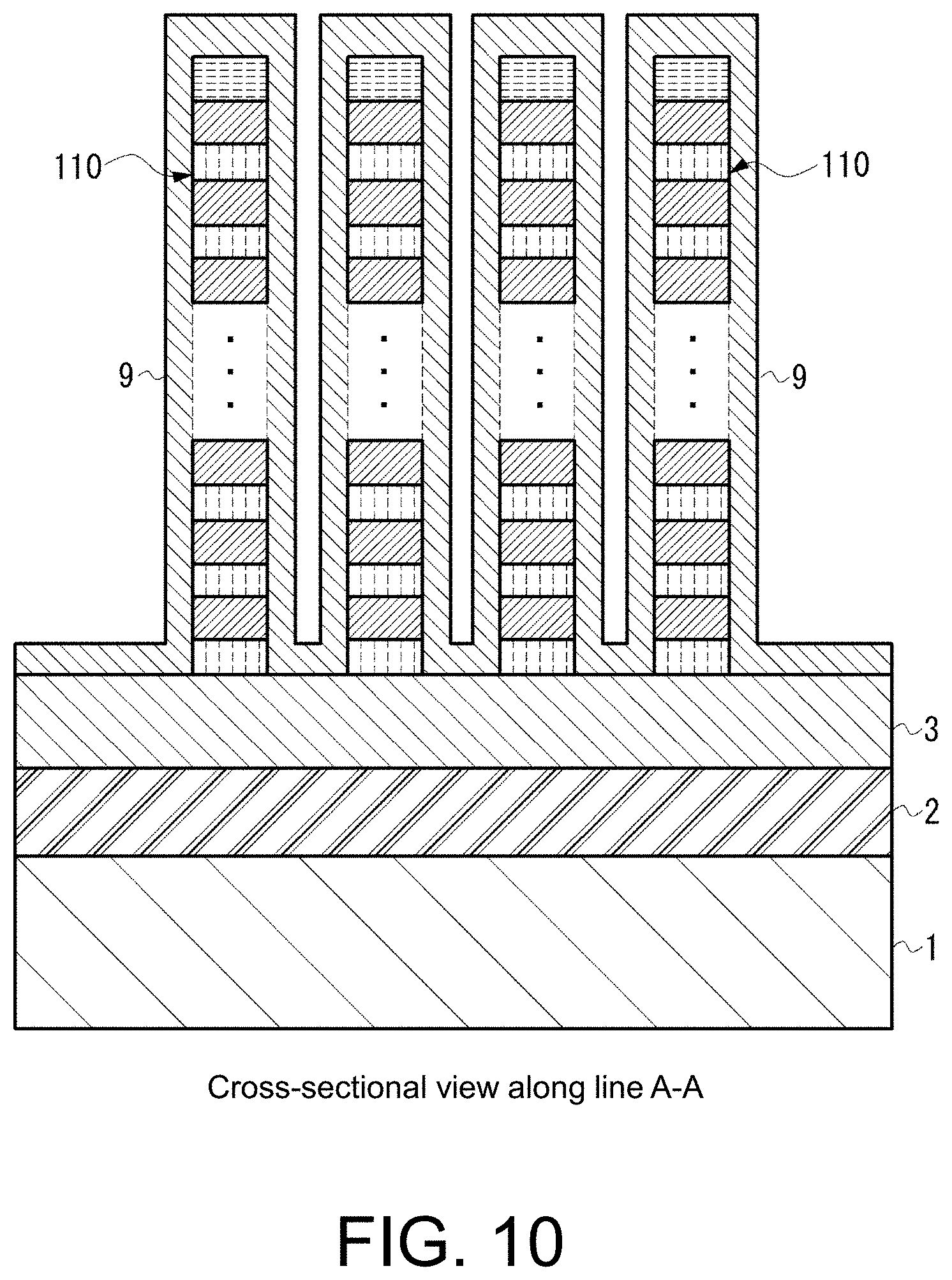 Patent US11778819 Figure 10 – NAND flash memory with reduced planar size