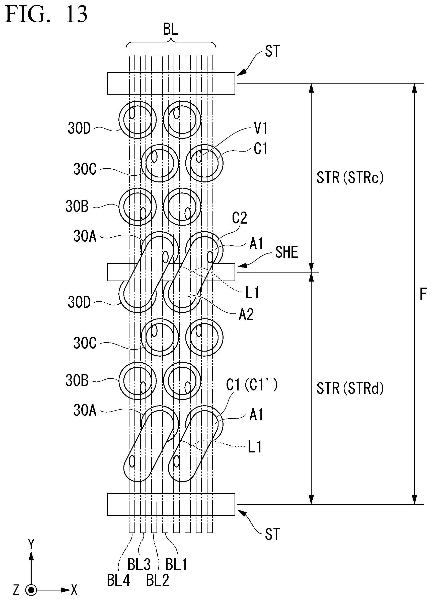 Patent US11778820 Figure 13 – Semiconductor storage device and manufacturing method for semiconductor device