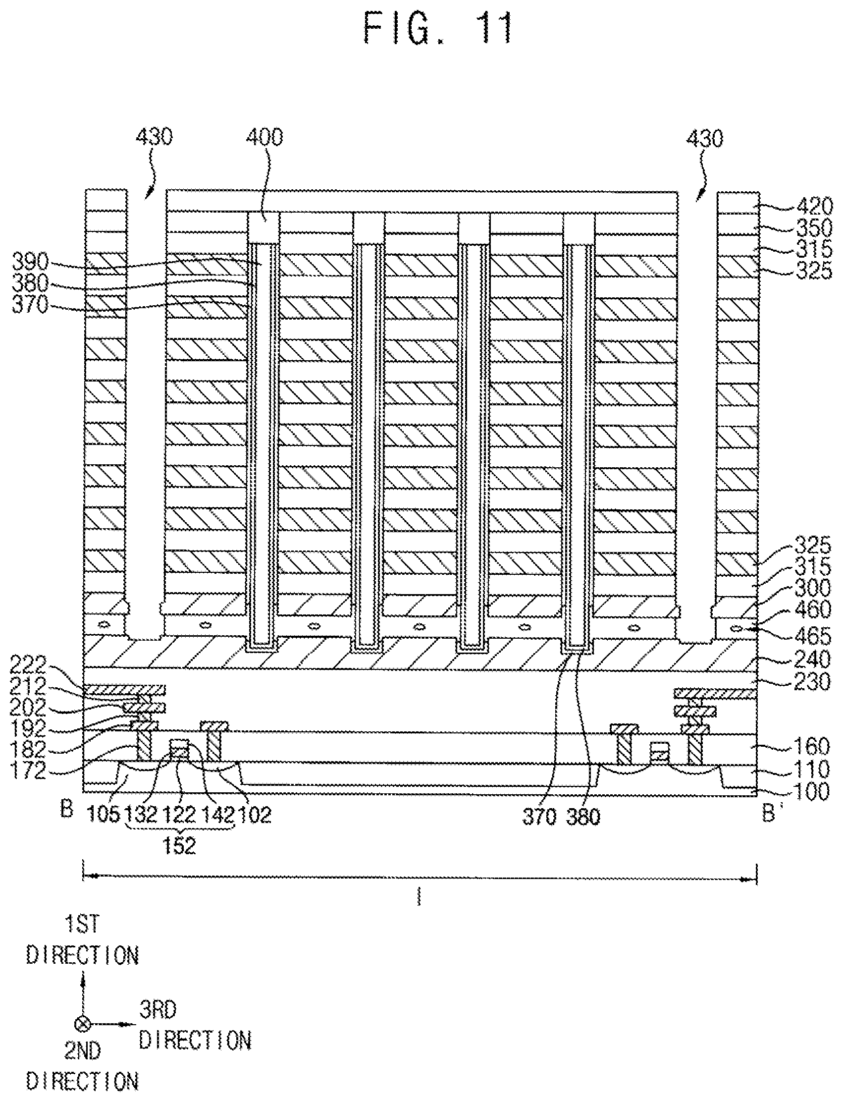 Patent US11778826 Figure 11 – Vertical memory devices