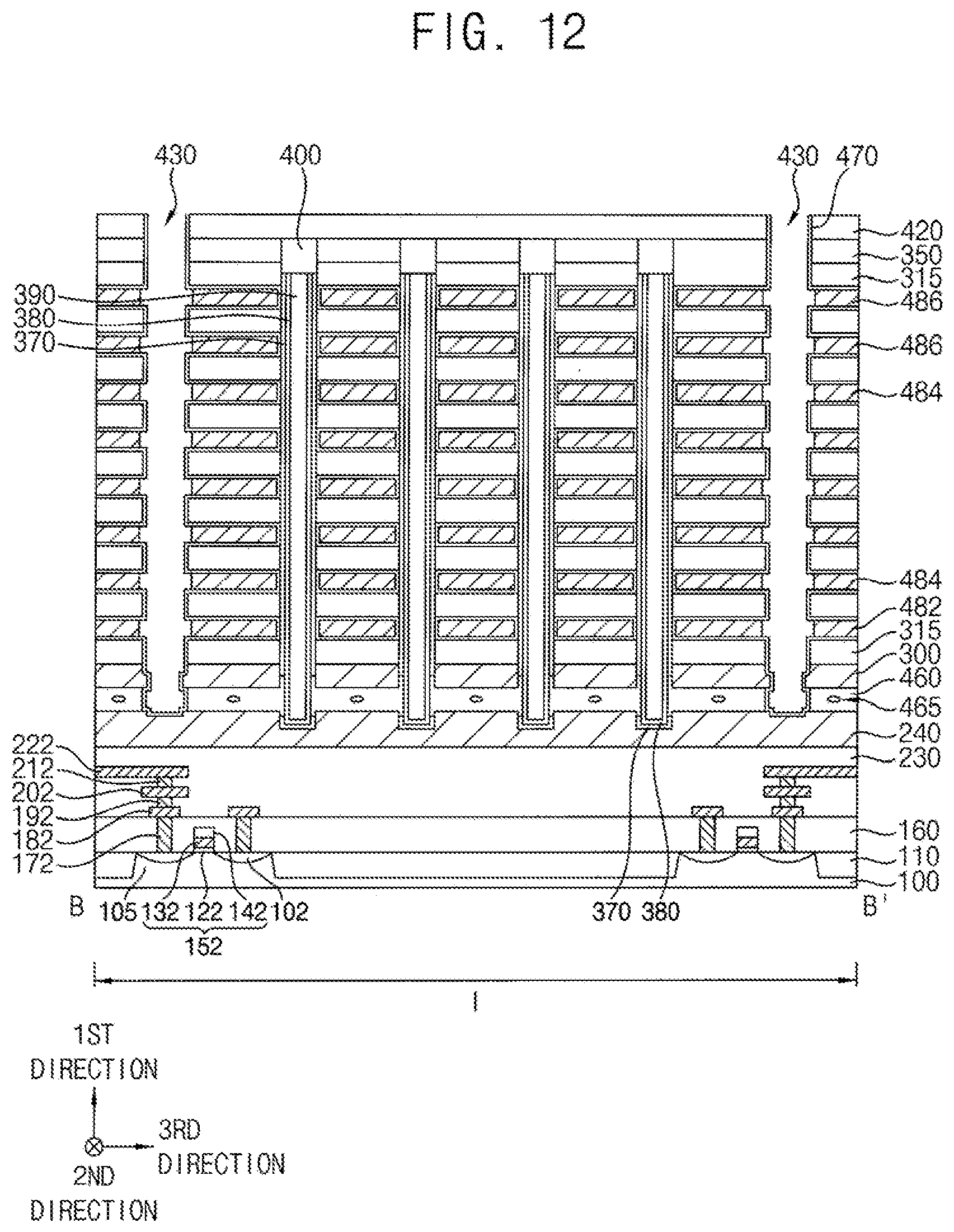 Patent US11778826 Figure 12 – Vertical memory devices