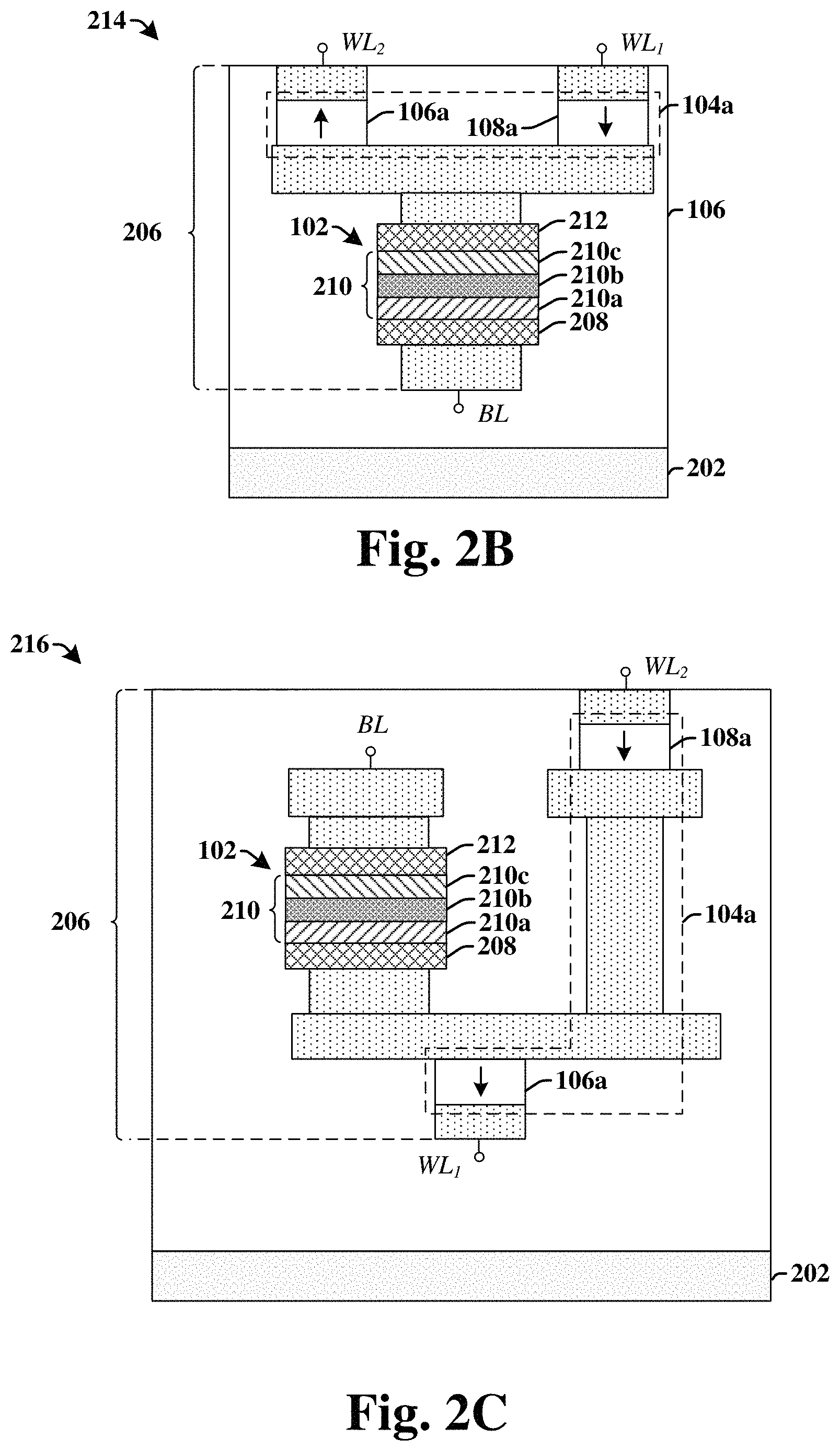 Patent US11778836 Figure 2 – Memory cell with unipolar selectors