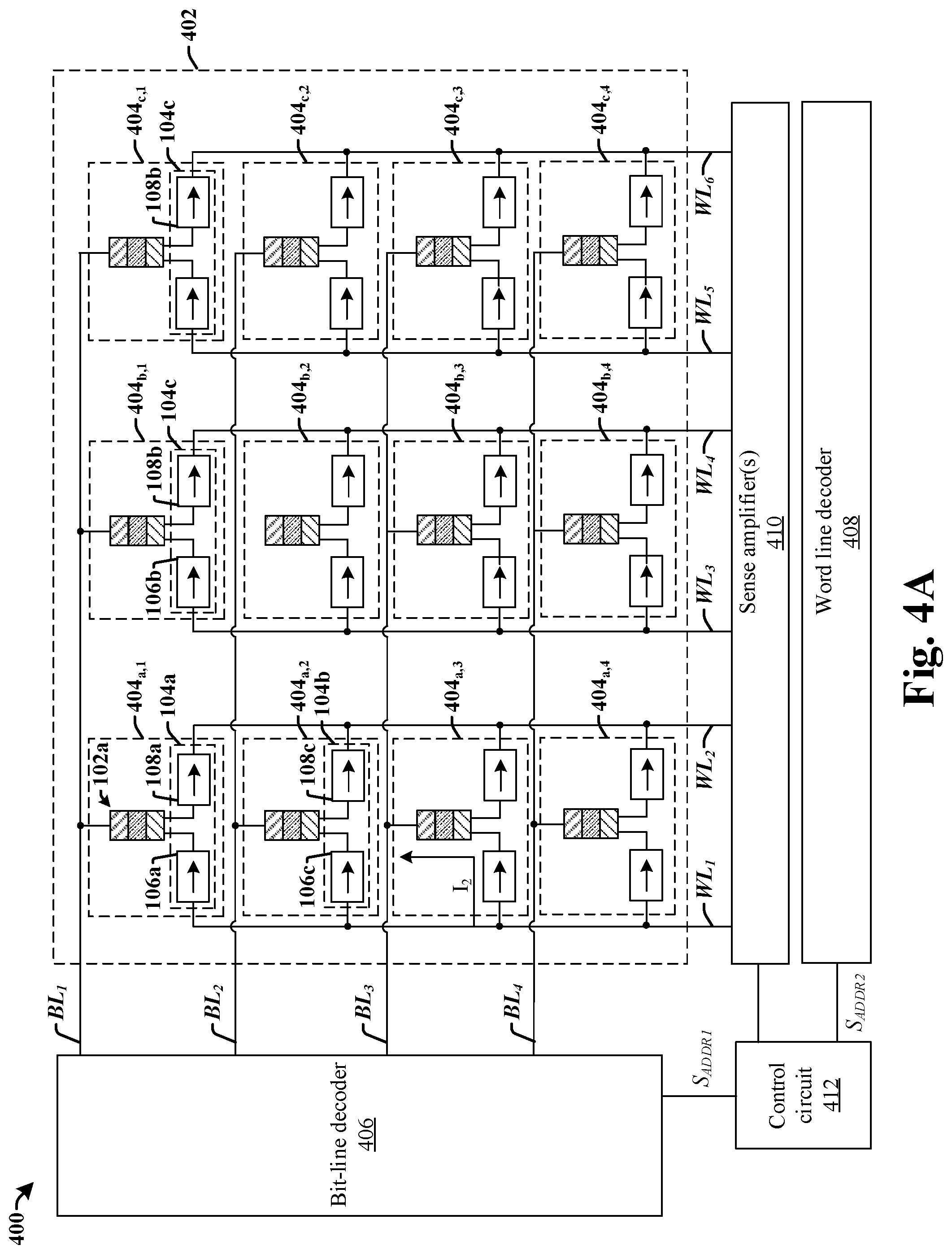 Patent US11778836 Figure 4 – Memory cell with unipolar selectors
