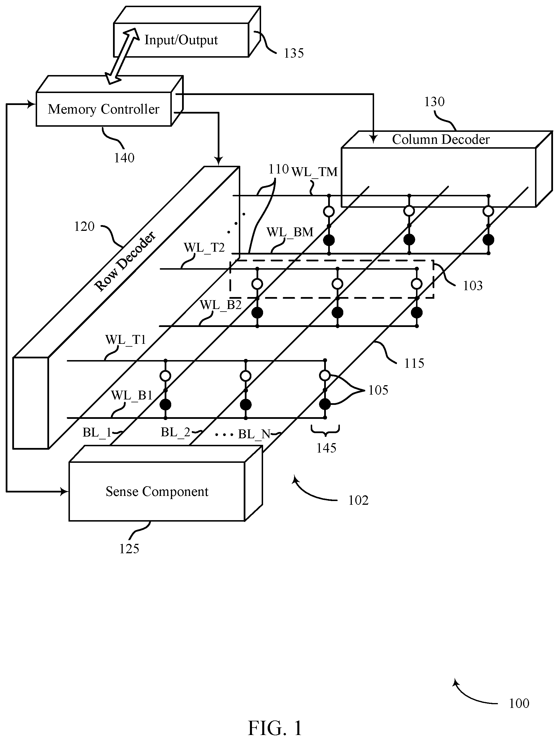 Patent US11778837 Figure 1 – Memory with optimized resistive layers
