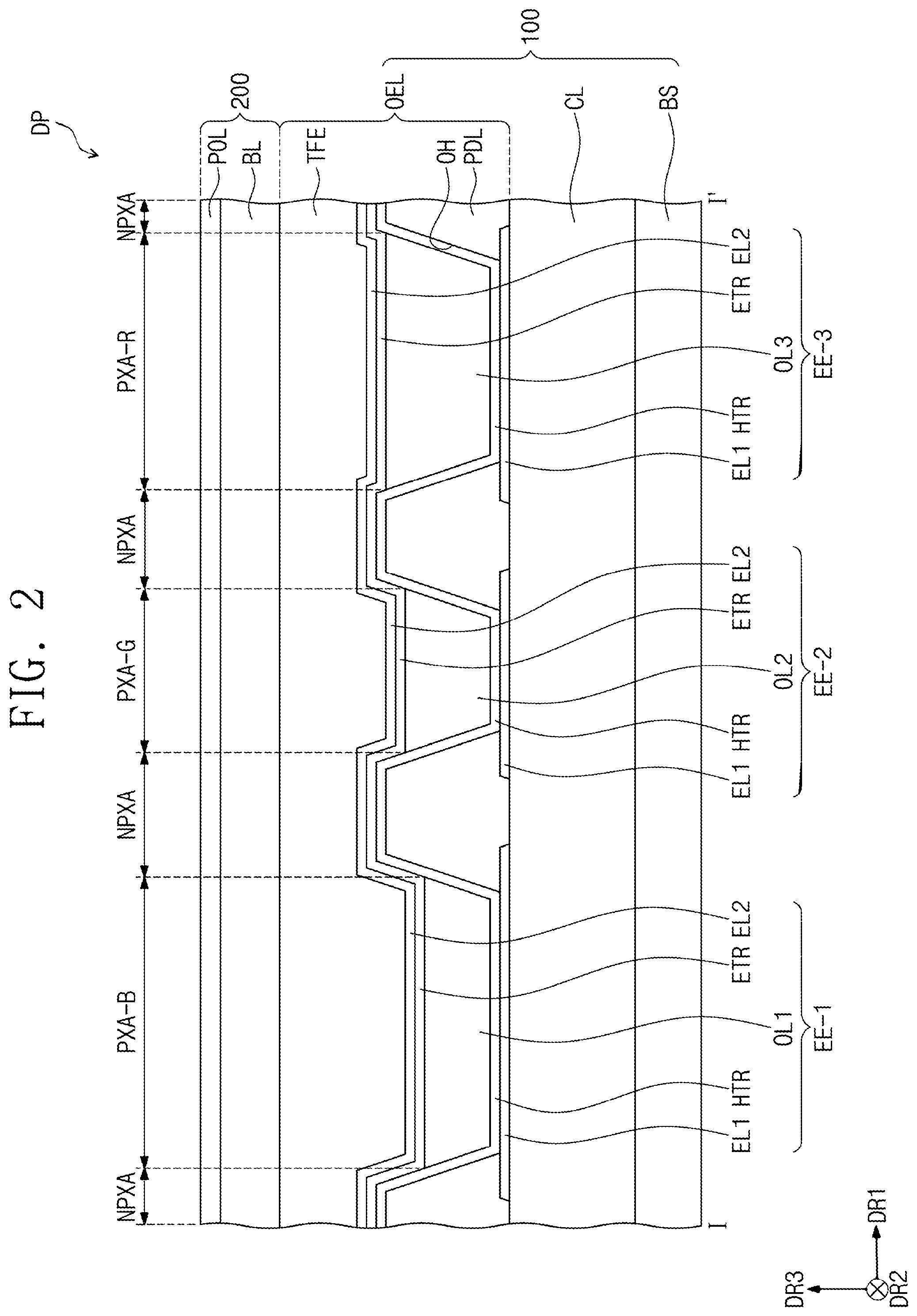 Patent US11778844 Figure 2 – Light emitting element and display panel including the same