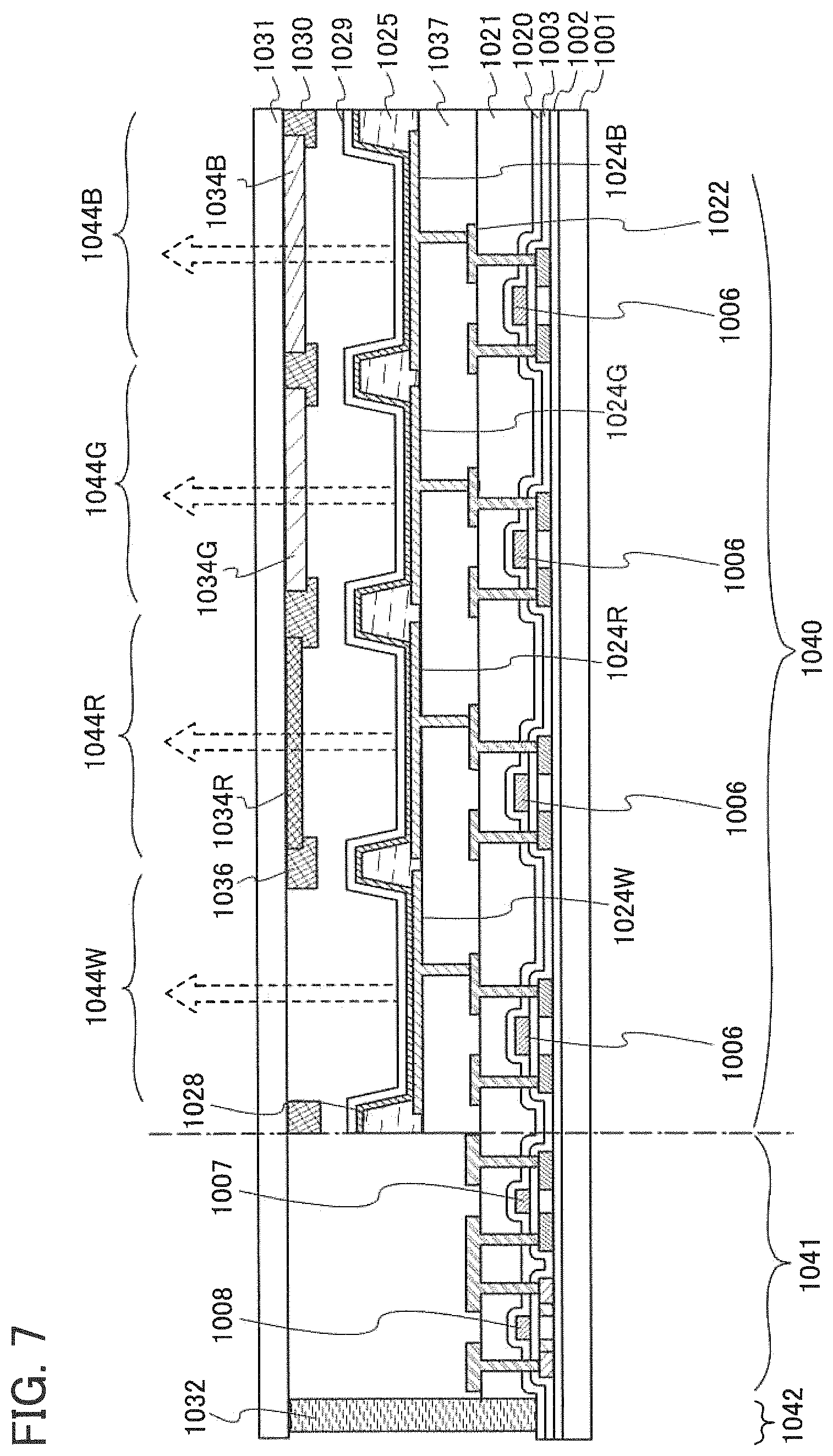 Patent US11778846 Figure 7 – Light-emitting element, light-emitting device, display device, electronic device, and lighting device