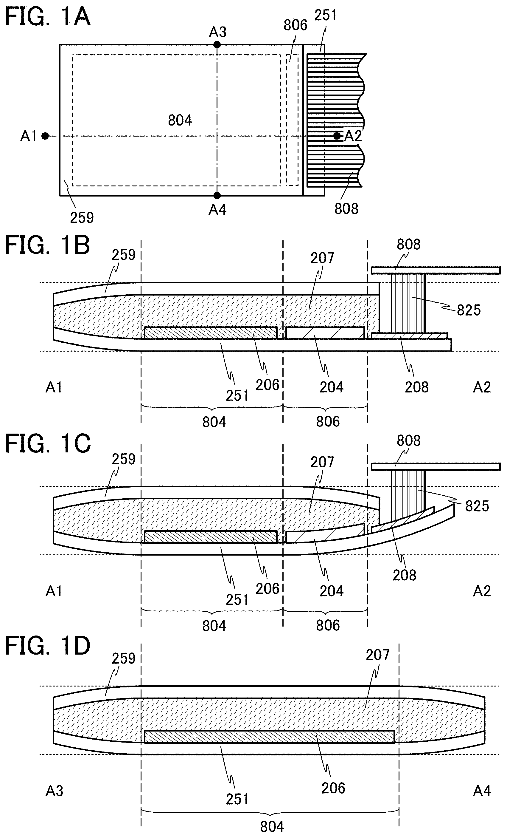 Patent US11778850 Figure 1 – Light-emitting device, module, electronic device, and method for manufacturing light-emitting device