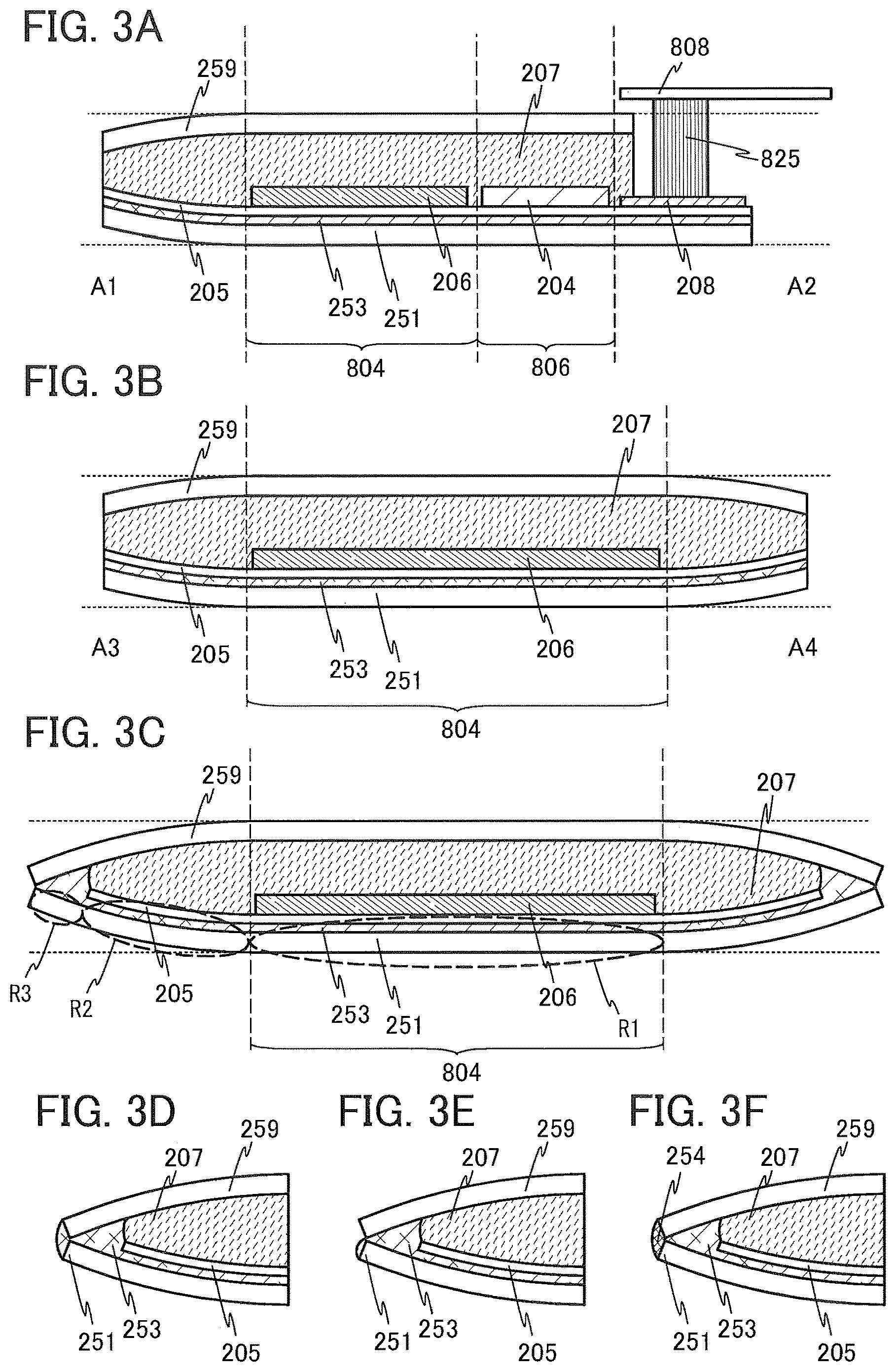 Patent US11778850 Figure 3 – Light-emitting device, module, electronic device, and method for manufacturing light-emitting device
