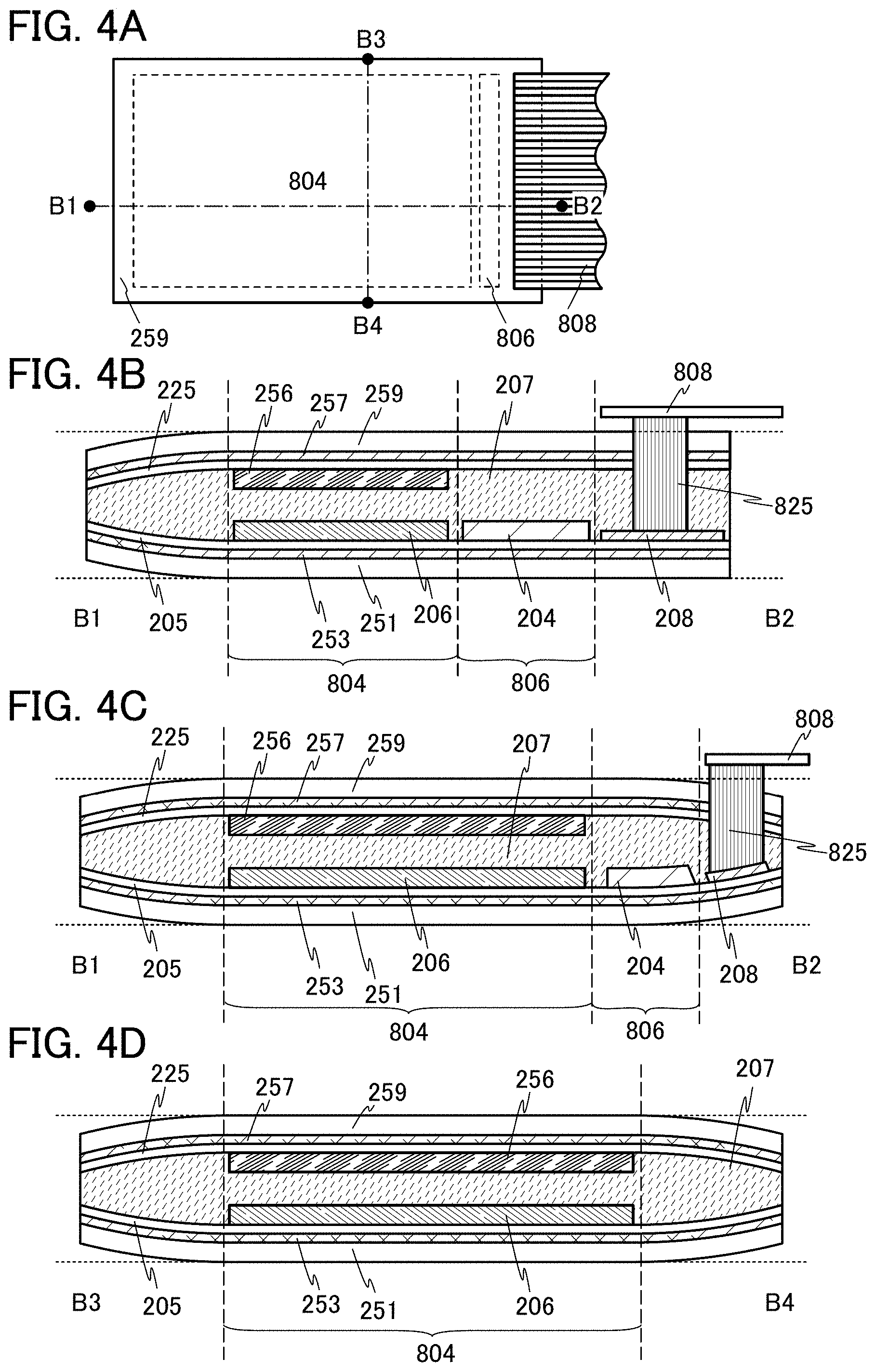 Patent US11778850 Figure 4 – Light-emitting device, module, electronic device, and method for manufacturing light-emitting device