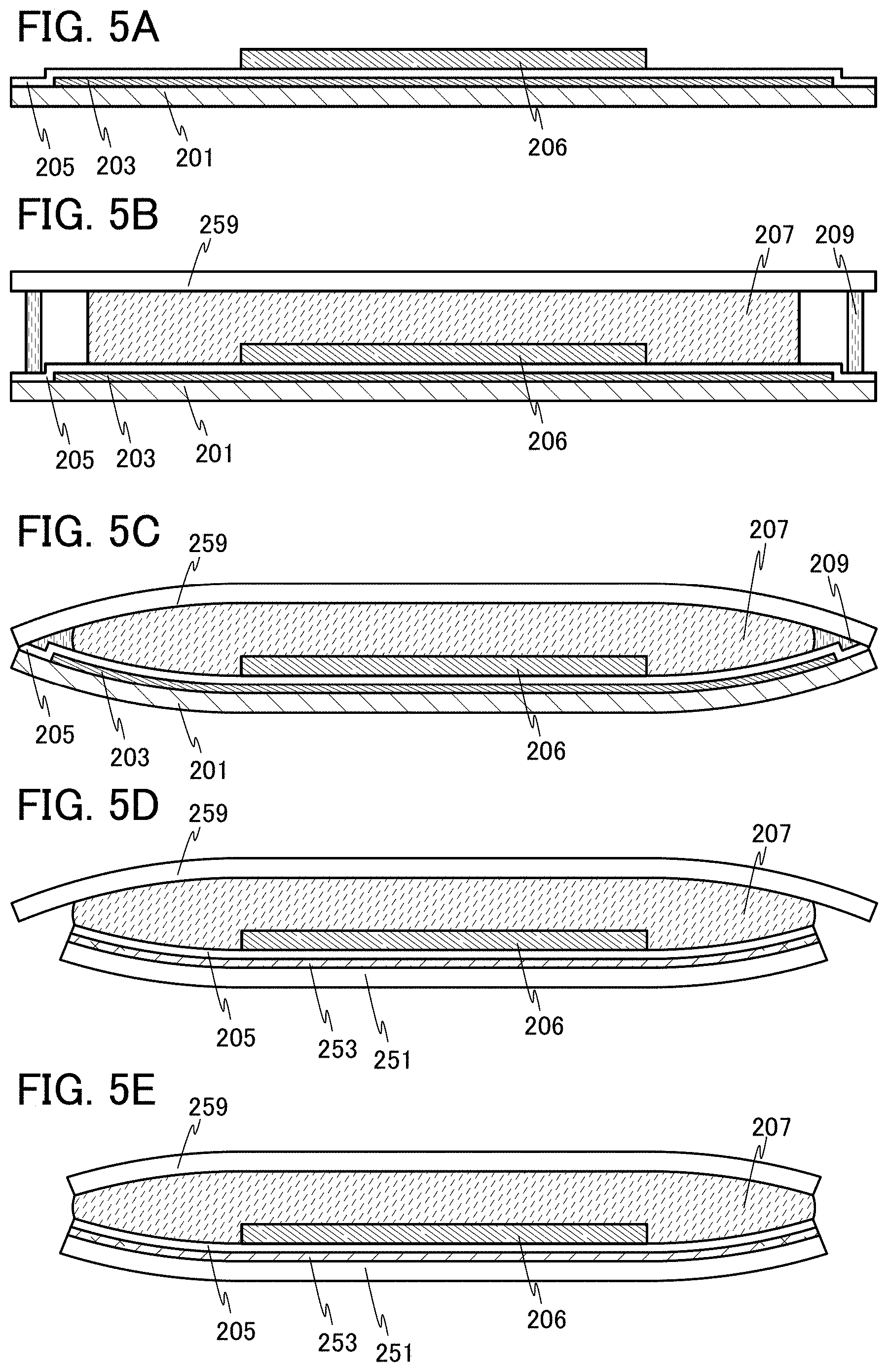 Patent US11778850 Figure 5 – Light-emitting device, module, electronic device, and method for manufacturing light-emitting device