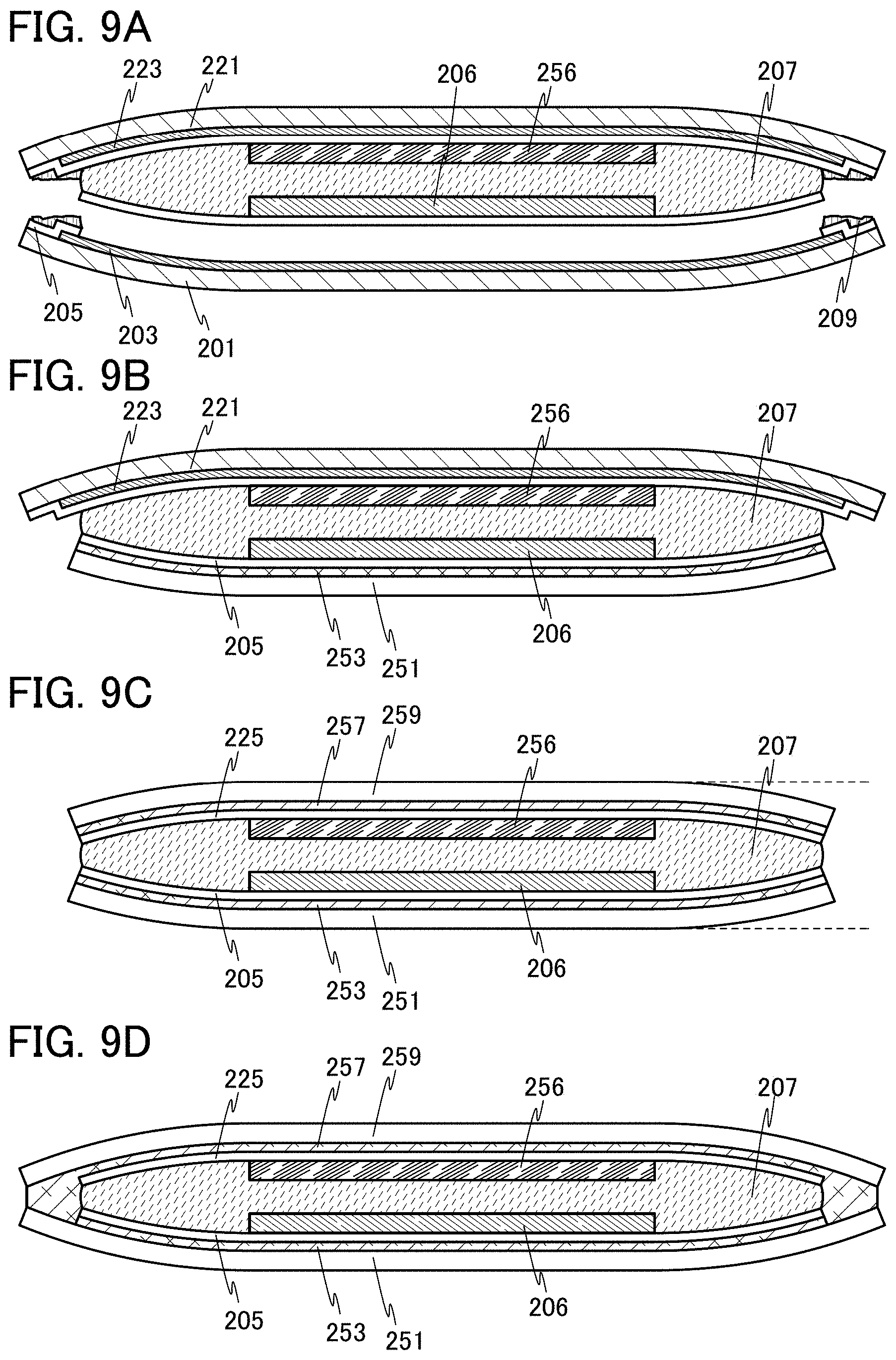 Patent US11778850 Figure 9 – Light-emitting device, module, electronic device, and method for manufacturing light-emitting device