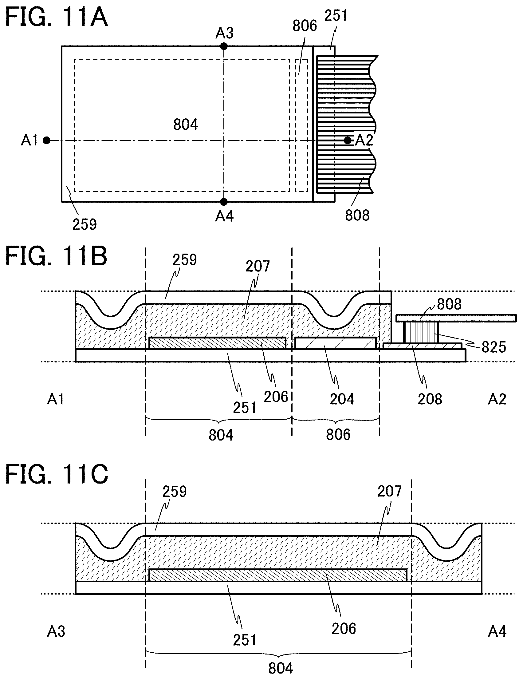 Patent US11778850 Figure 11 – Light-emitting device, module, electronic device, and method for manufacturing light-emitting device