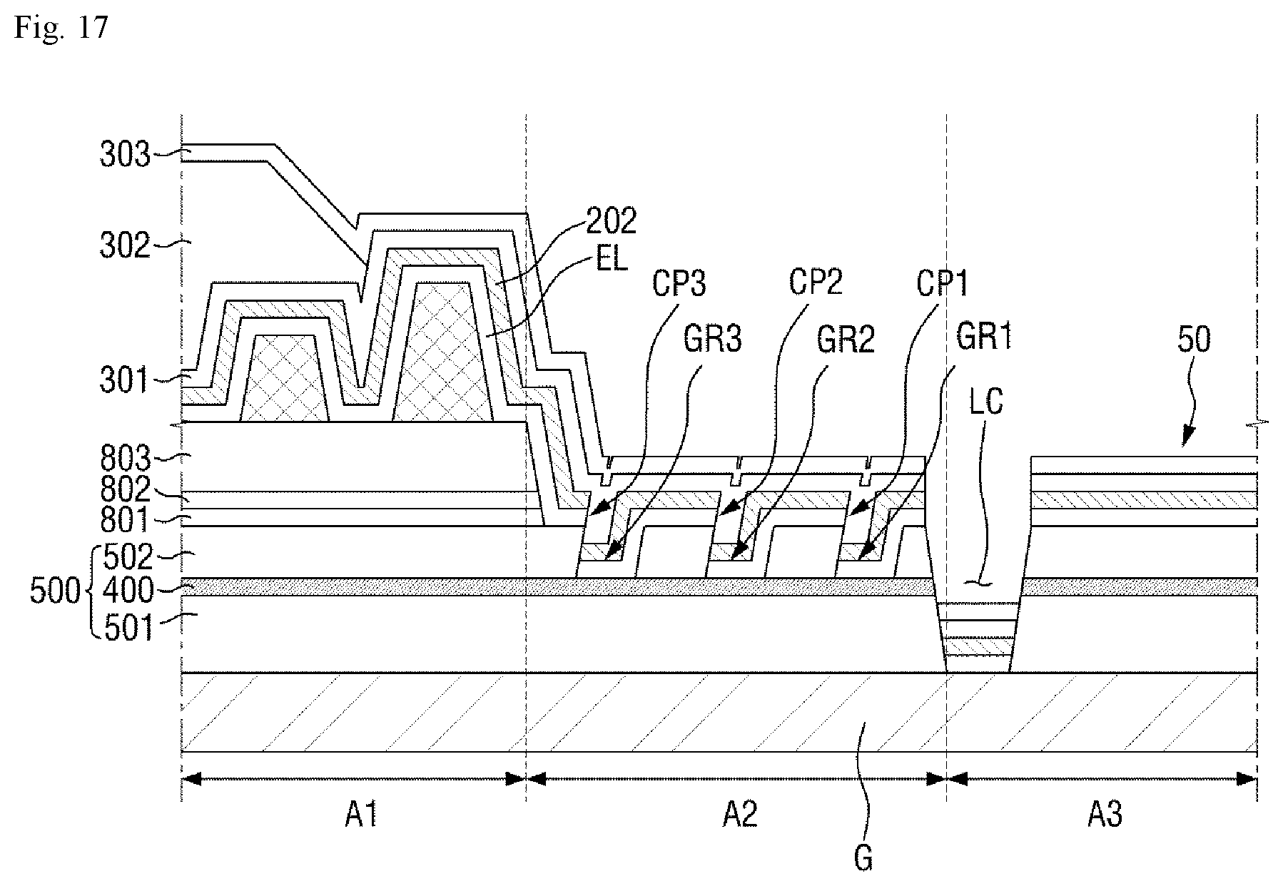 Patent US11778852 Figure 17 – Display device and method of manufacturing the same