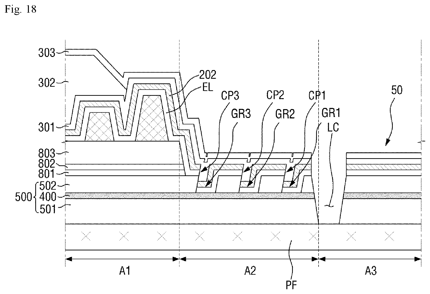 Patent US11778852 Figure 18 – Display device and method of manufacturing the same