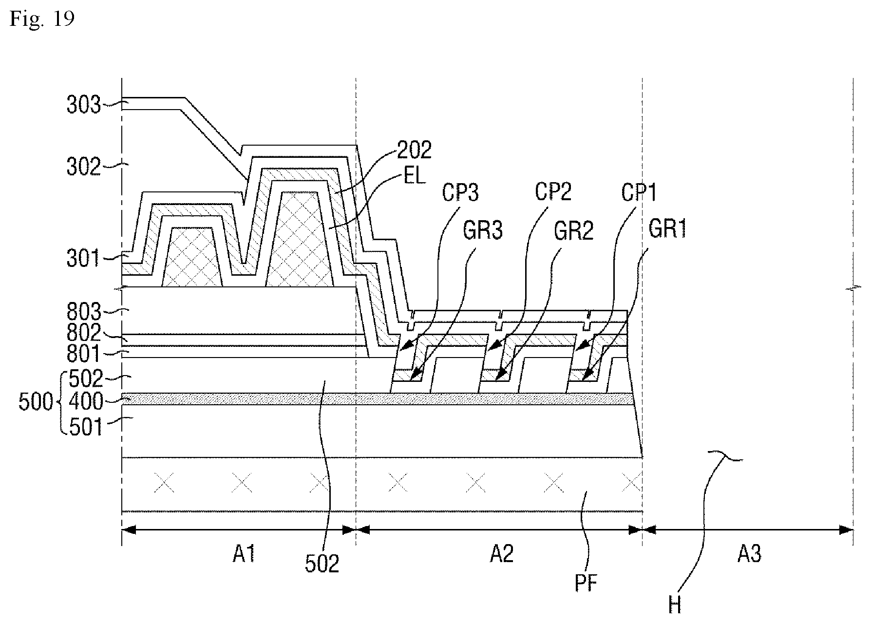Patent US11778852 Figure 19 – Display device and method of manufacturing the same