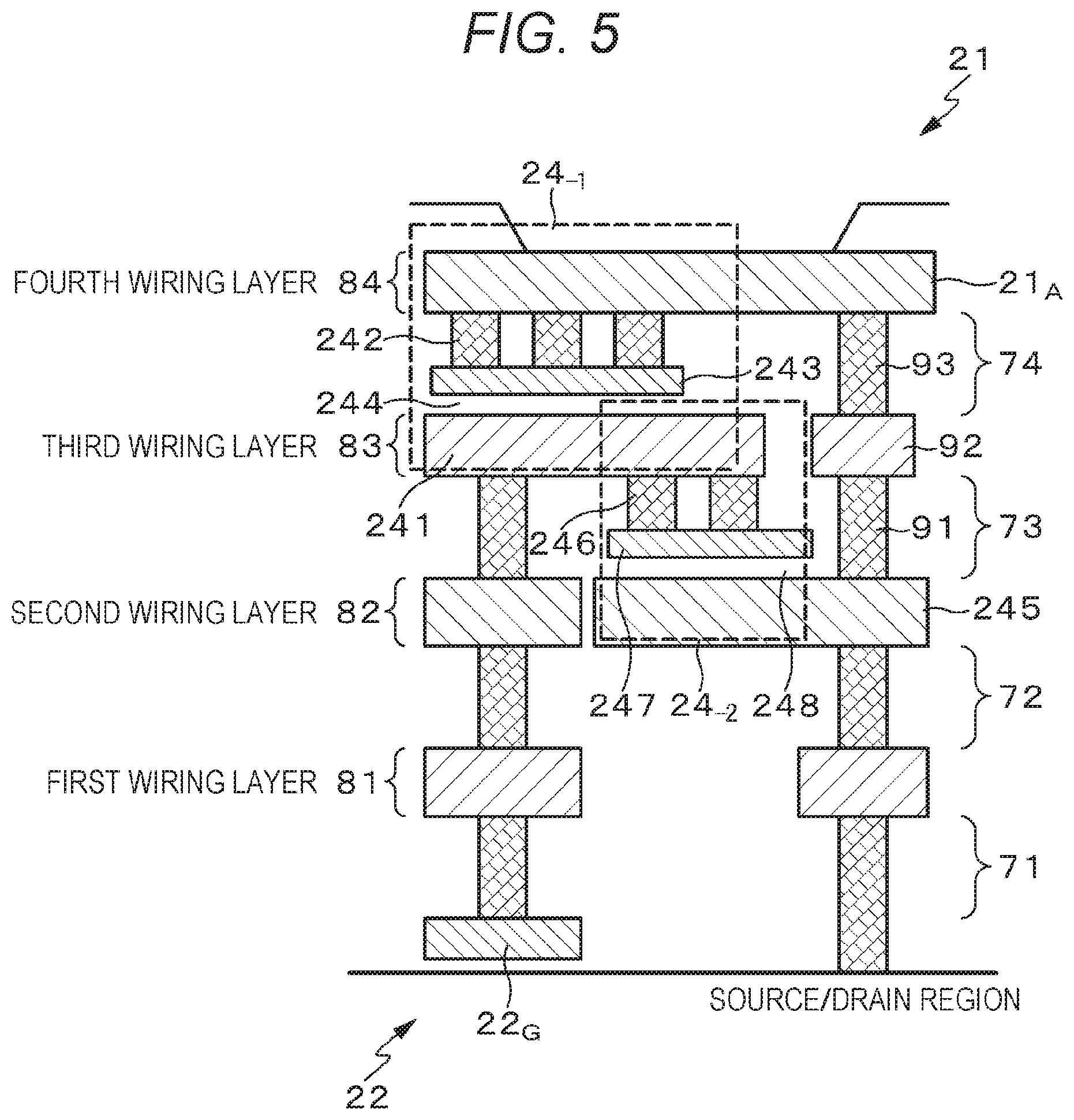 Patent US11778862 Figure 5 – Display device and electronic device including capacitors connected to anode electrode of light emitting unit