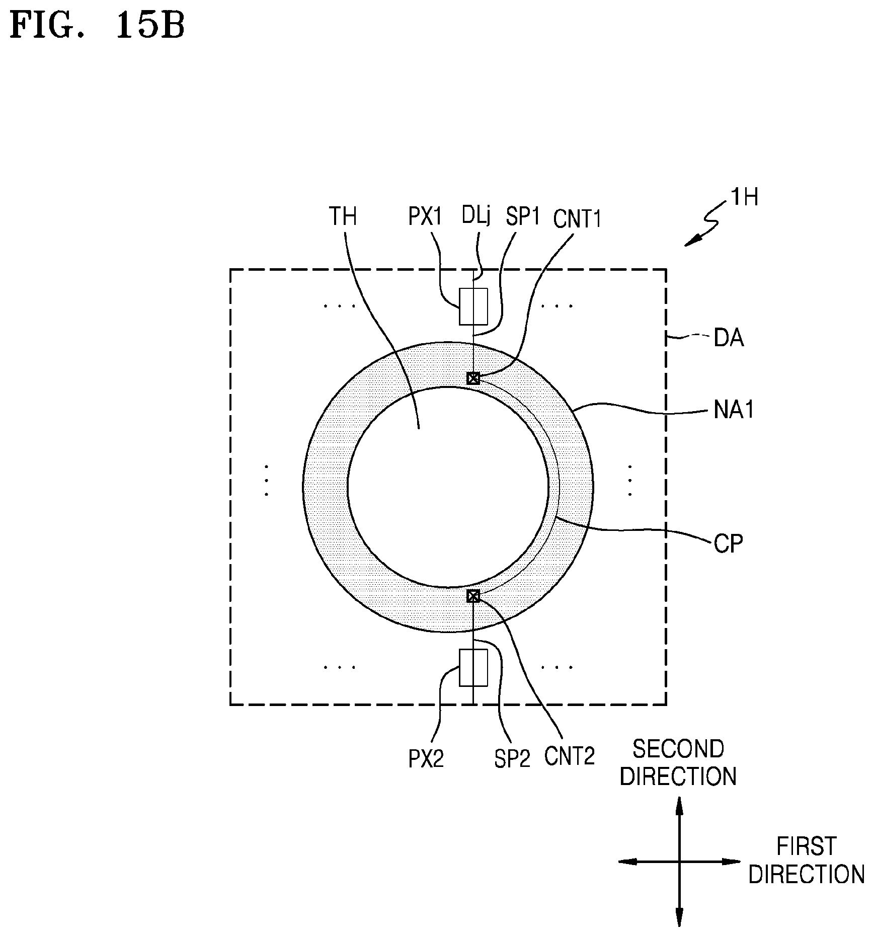 Patent US11778866 Figure 20 – Display device with data lines curved along perimeter of through hole