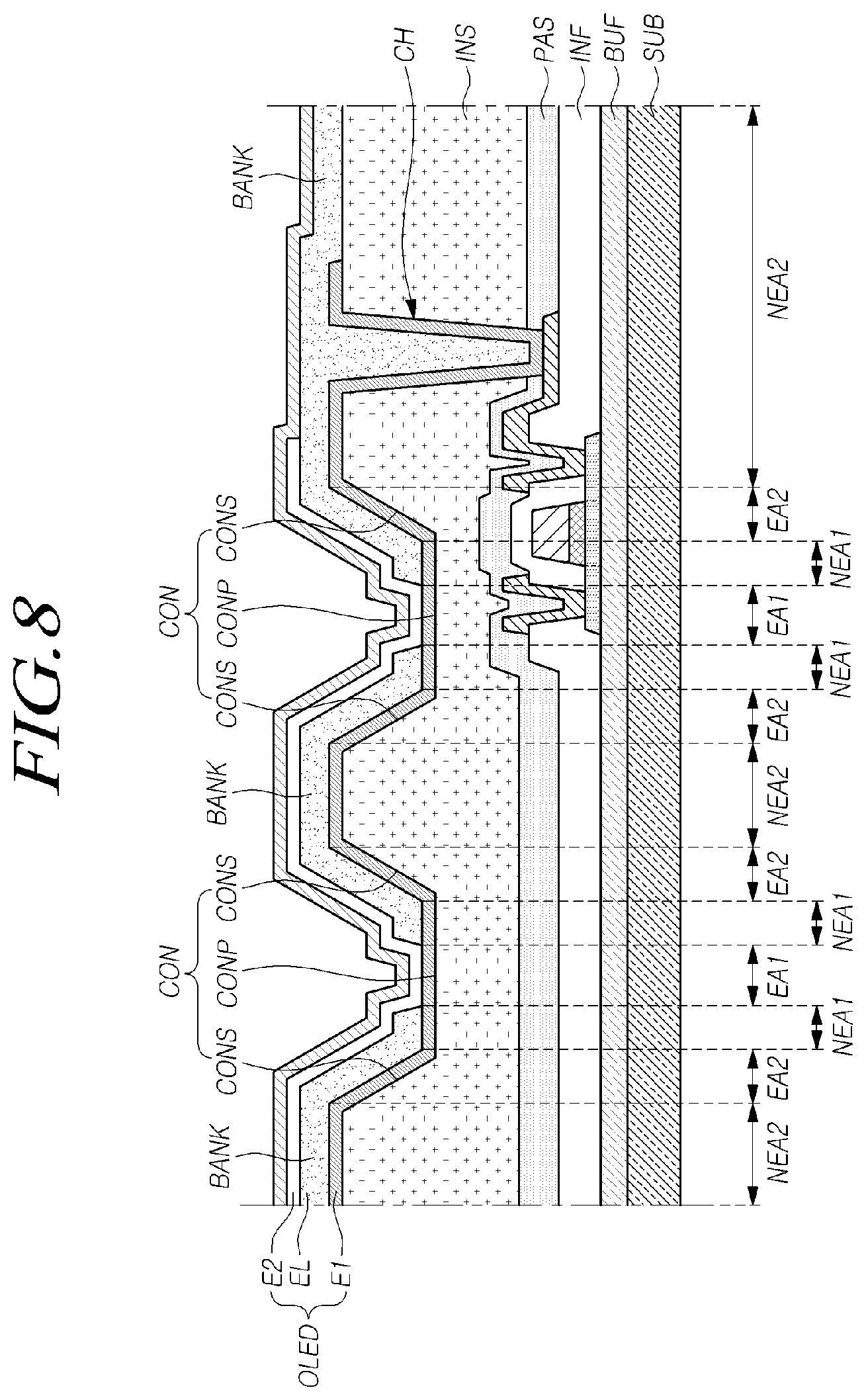 Patent US11778868 Figure 8 – Organic light emitting display panel and organic light emitting display device including the same