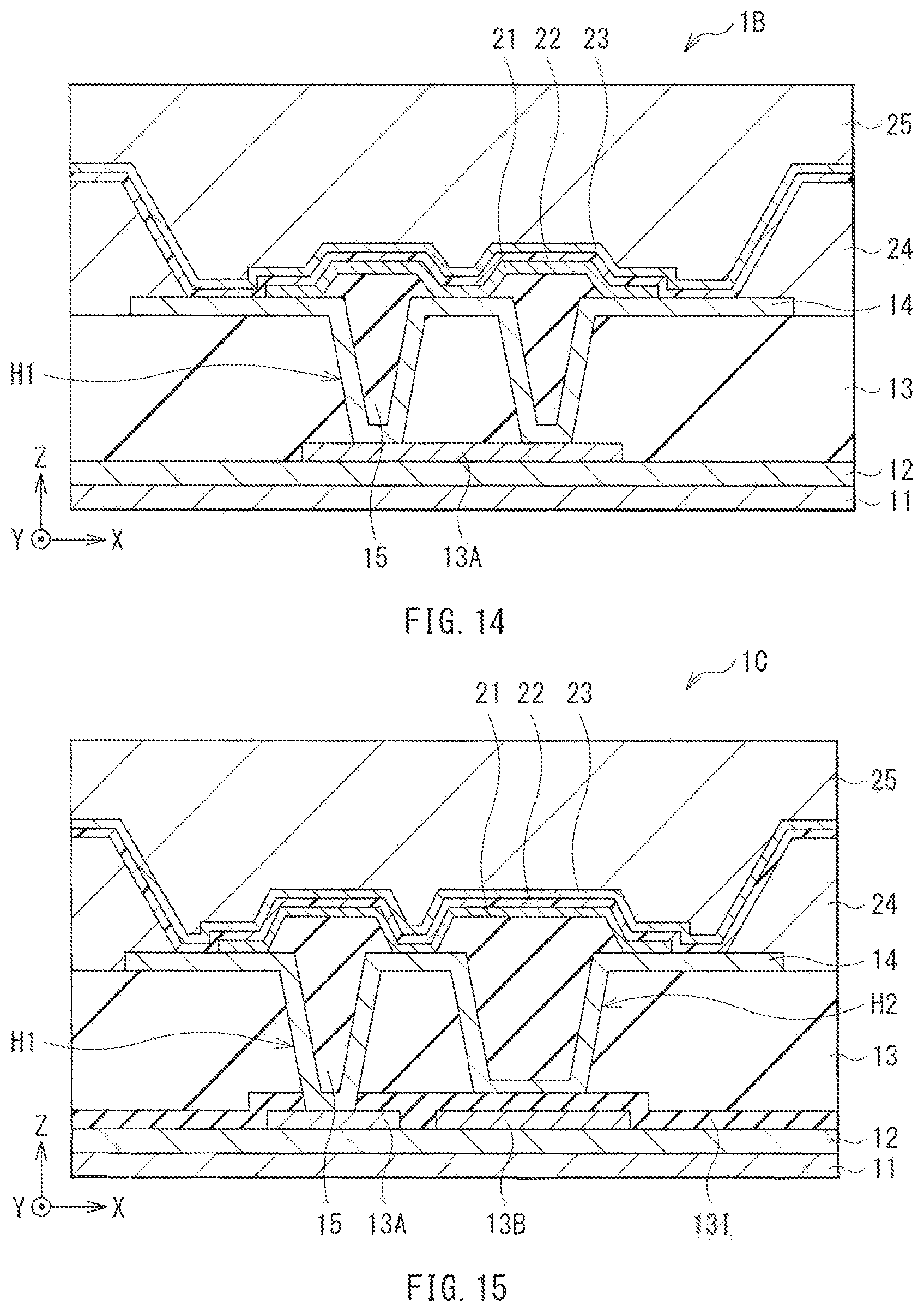 Patent US11778869 Figure 11 – Display unit and electronic apparatus including functional layer with light-emitting layer and hole injection layer