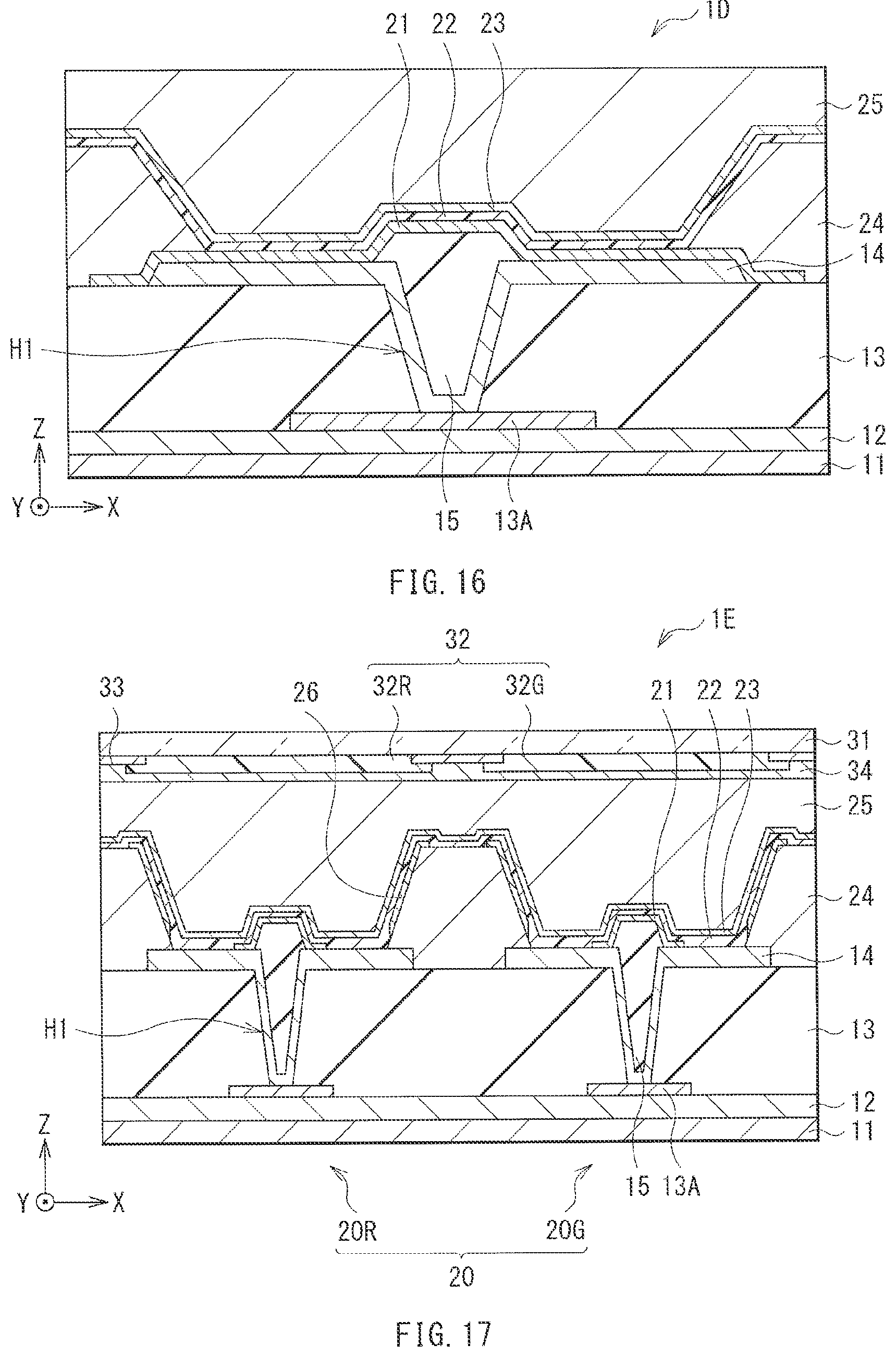 Patent US11778869 Figure 12 – Display unit and electronic apparatus including functional layer with light-emitting layer and hole injection layer