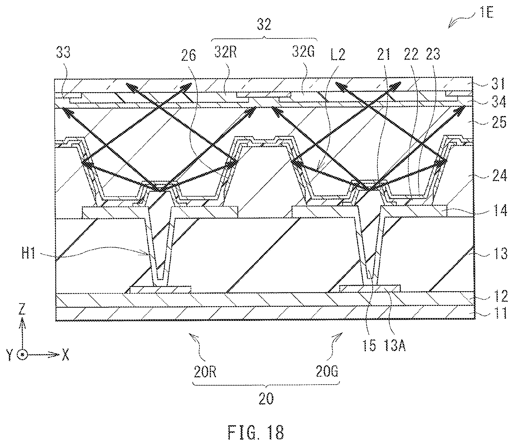 Patent US11778869 Figure 13 – Display unit and electronic apparatus including functional layer with light-emitting layer and hole injection layer