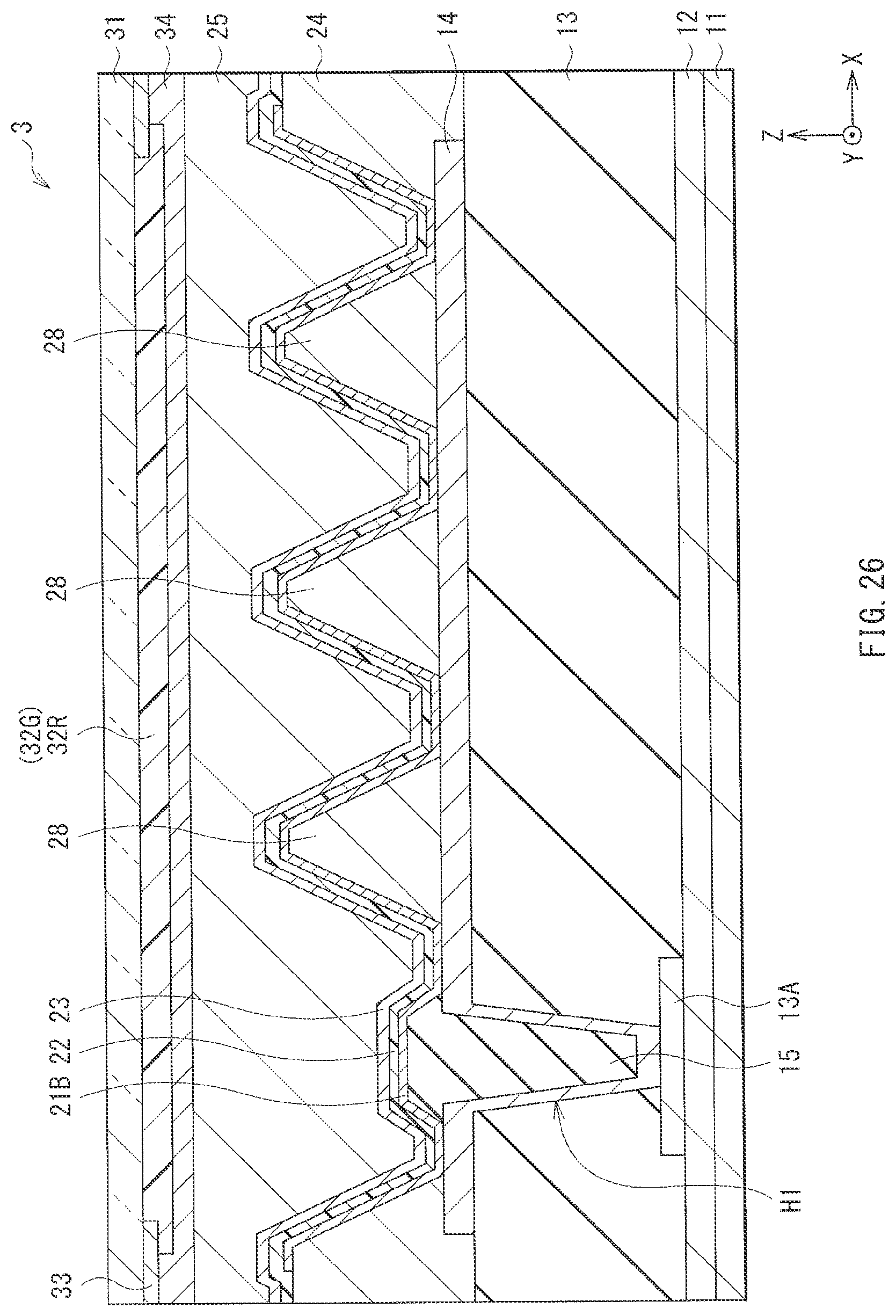 Patent US11778869 Figure 20 – Display unit and electronic apparatus including functional layer with light-emitting layer and hole injection layer