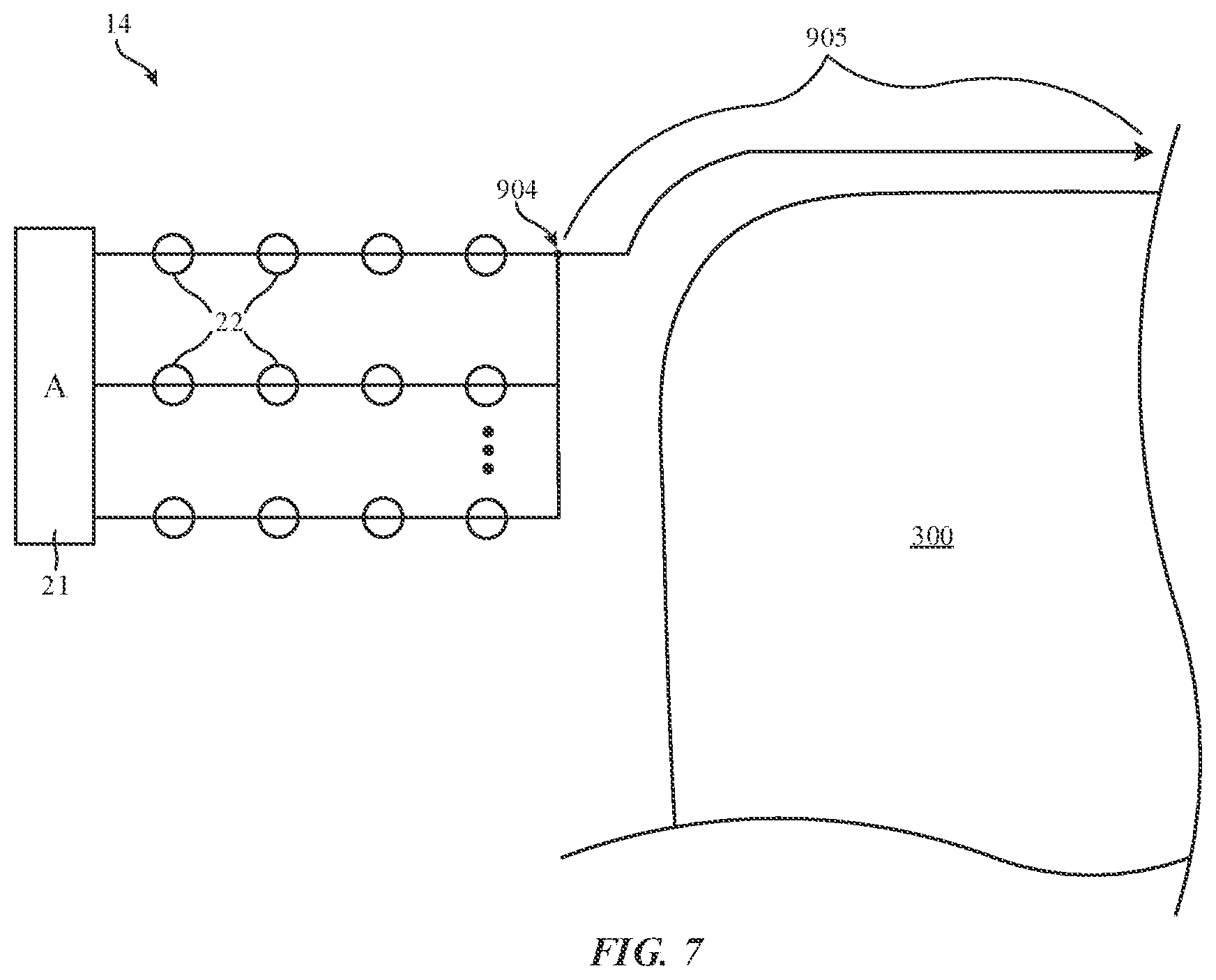 Patent US11778874 Figure 7 – Reducing border width around a hole in display active area