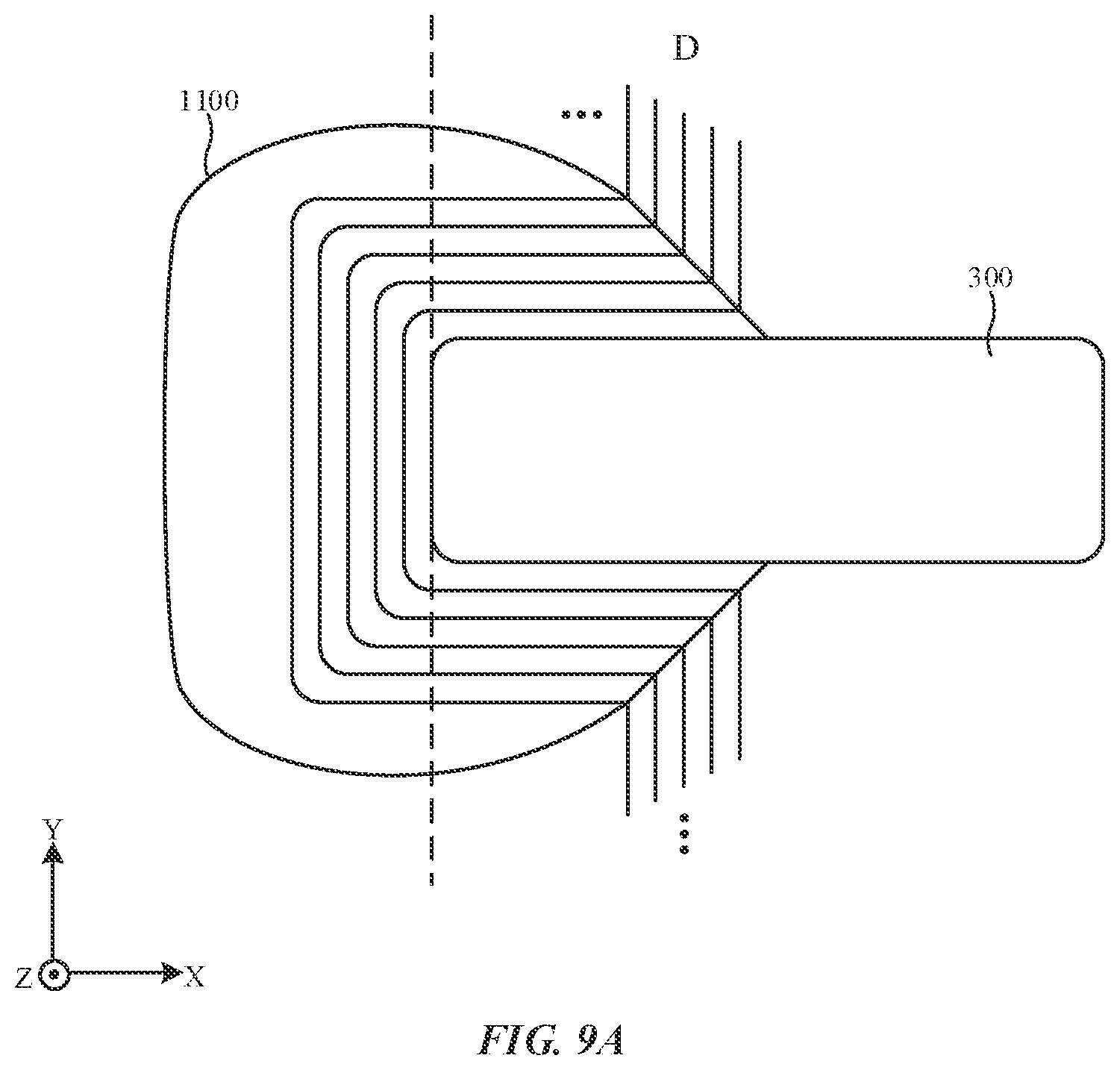 Patent US11778874 Figure 10 – Reducing border width around a hole in display active area