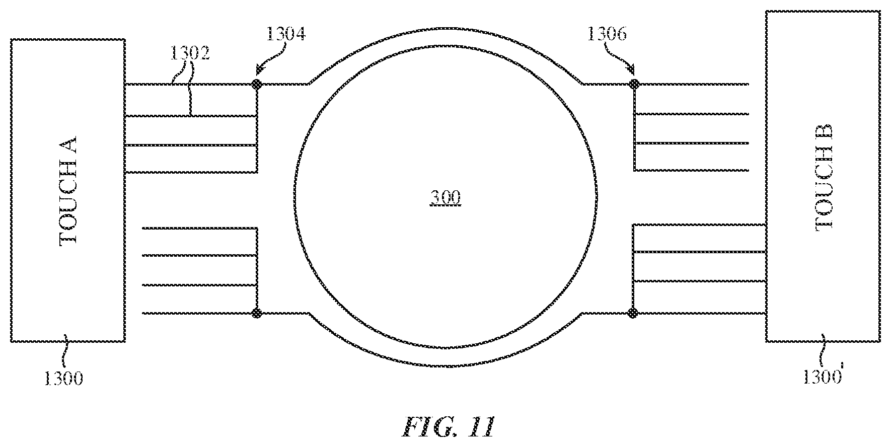 Patent US11778874 Figure 14 – Reducing border width around a hole in display active area