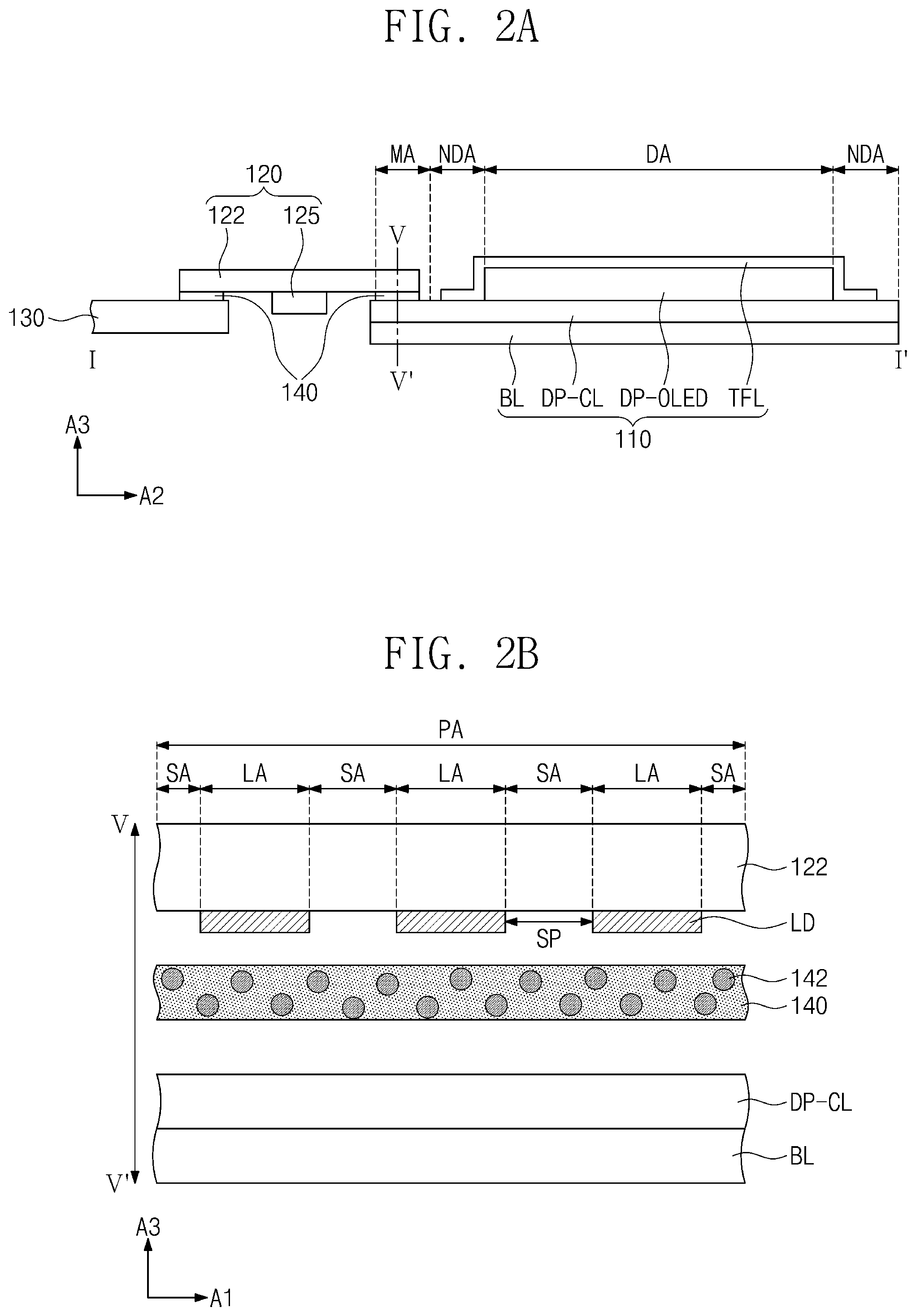 Patent US11778875 Figure 2 – Display panel having inclined edge defined by respective end surfaces of base substrate and insulating layer, and display device including the same