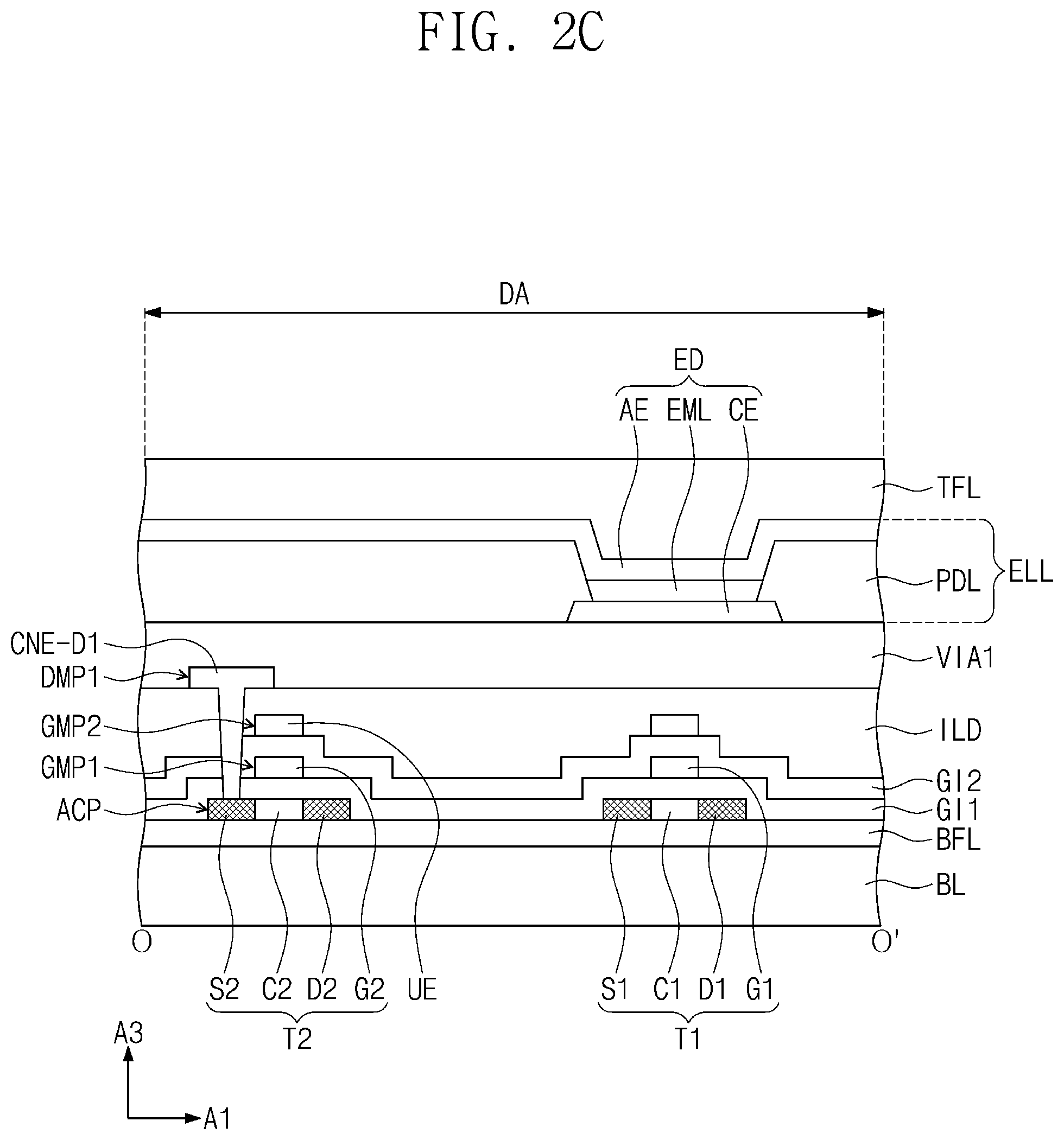 Patent US11778875 Figure 3 – Display panel having inclined edge defined by respective end surfaces of base substrate and insulating layer, and display device including the same