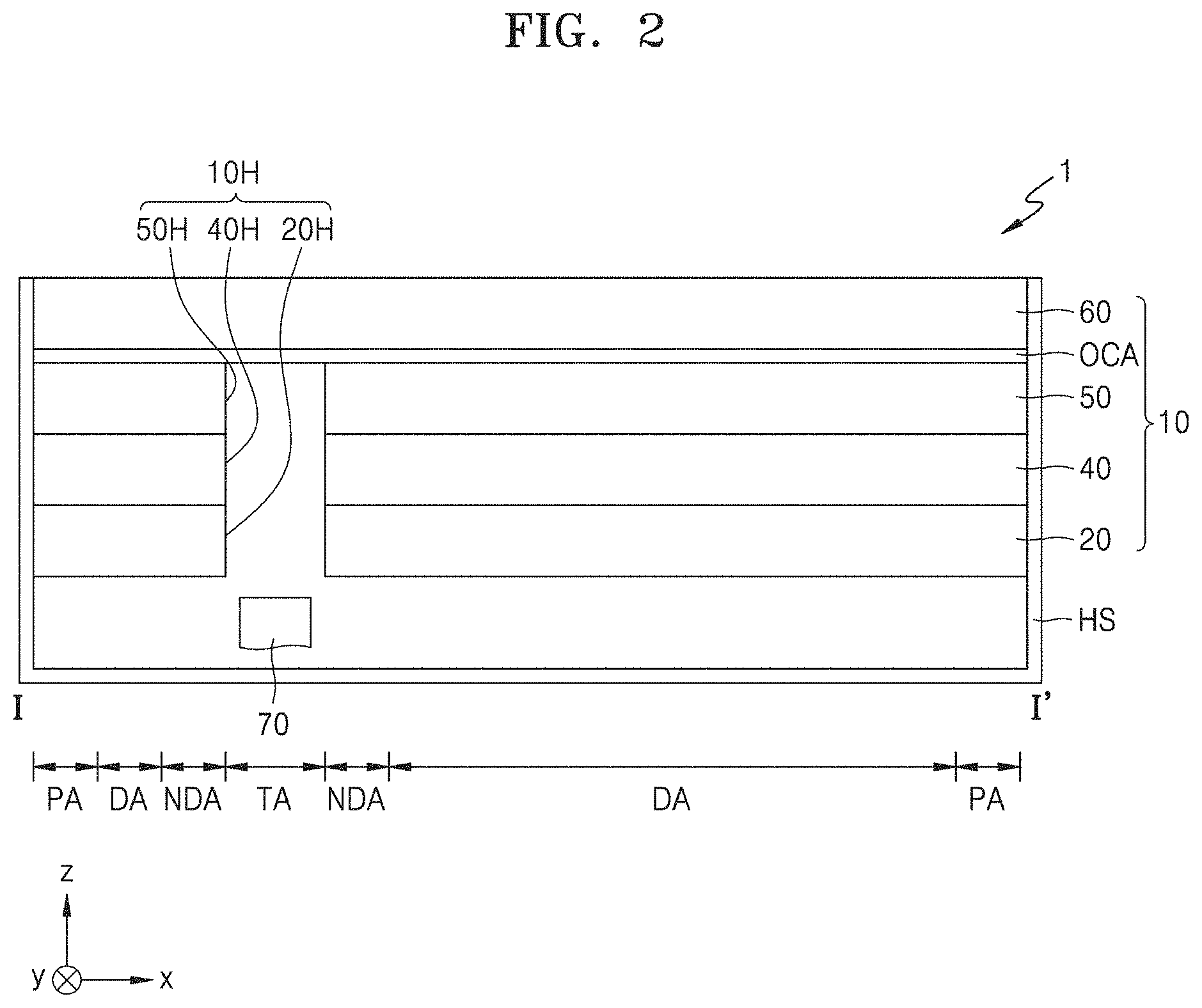 Patent US11778877 Figure 2 – Display device incuding hole region in display area