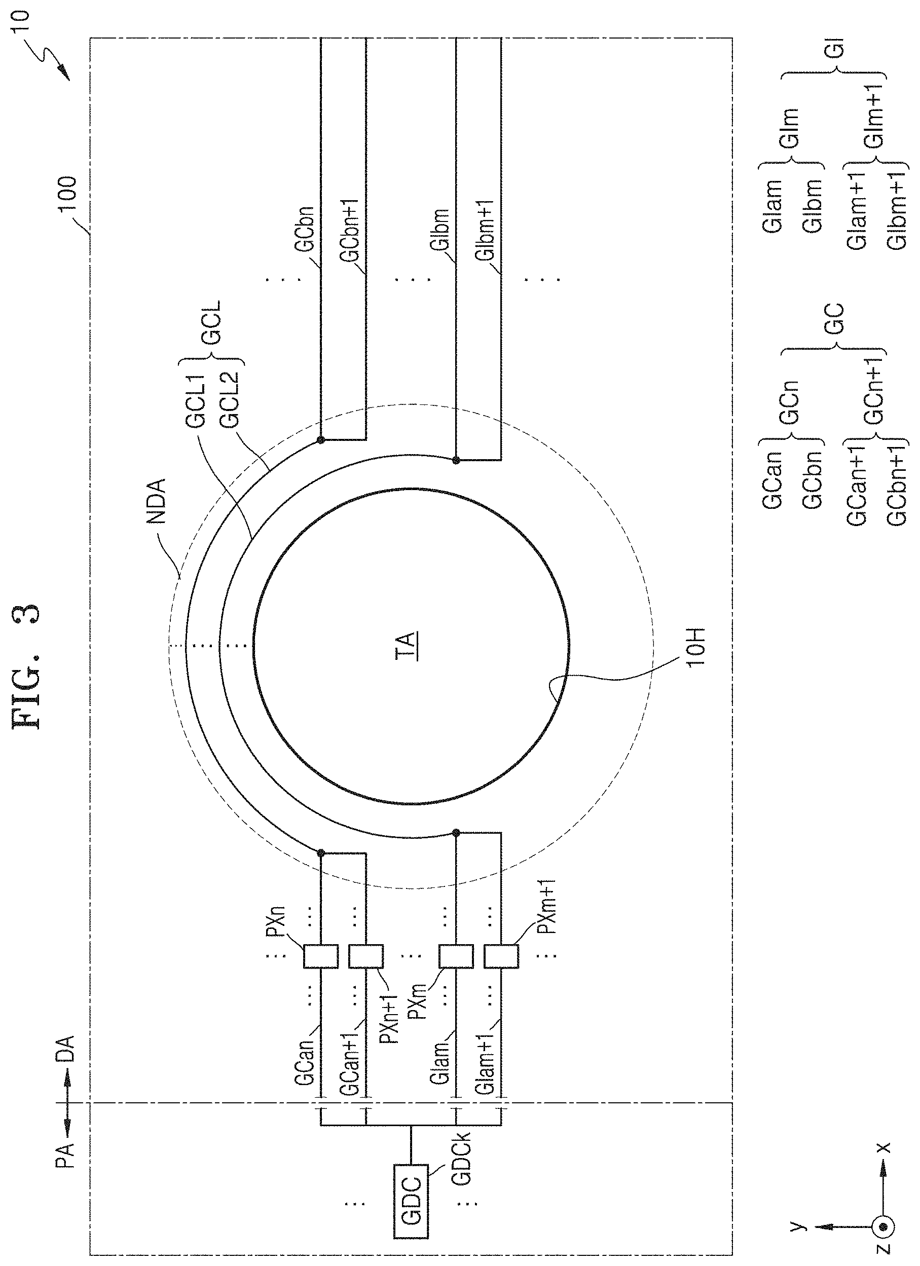 Patent US11778877 Figure 3 – Display device incuding hole region in display area