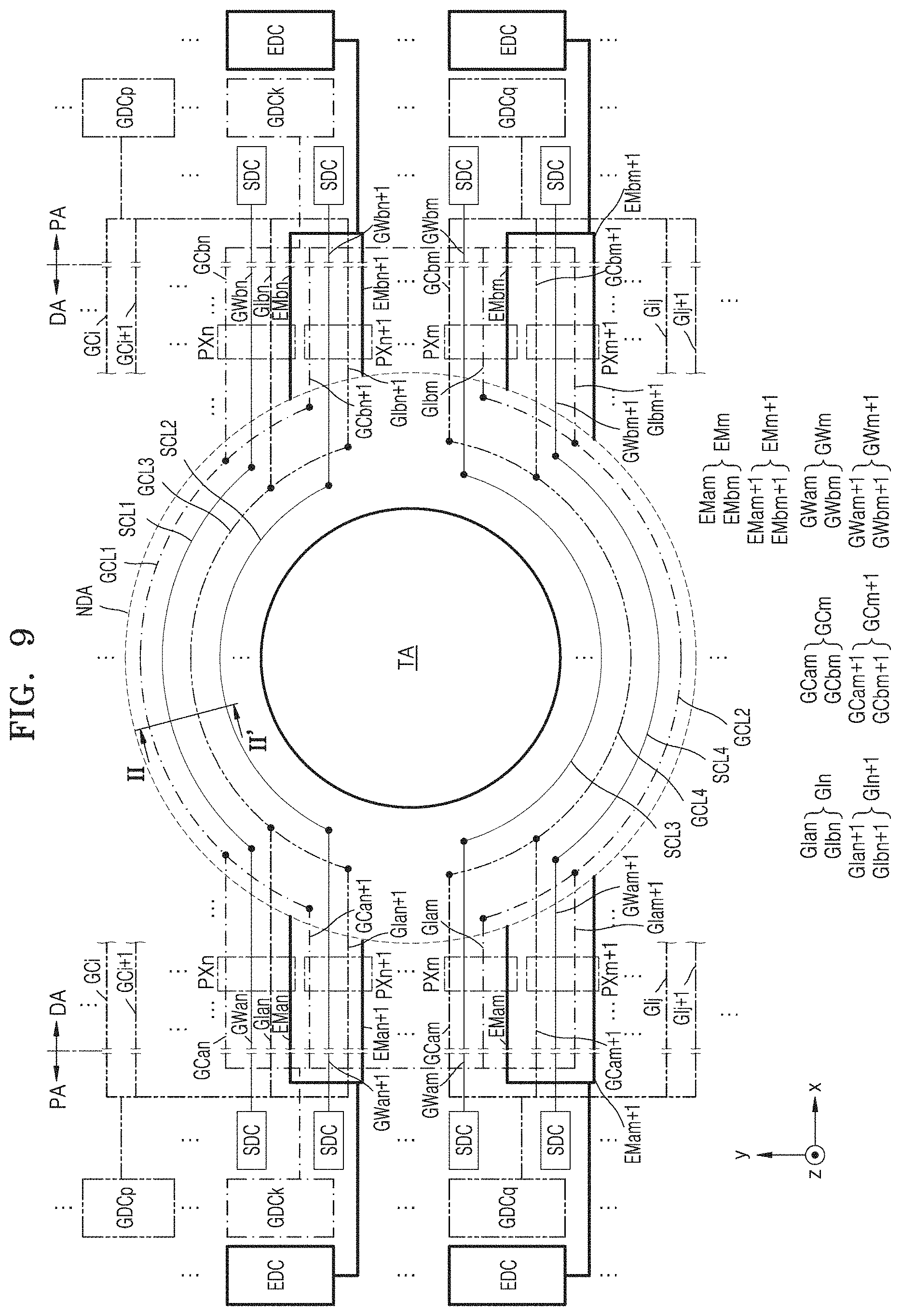 Patent US11778877 Figure 9 – Display device incuding hole region in display area