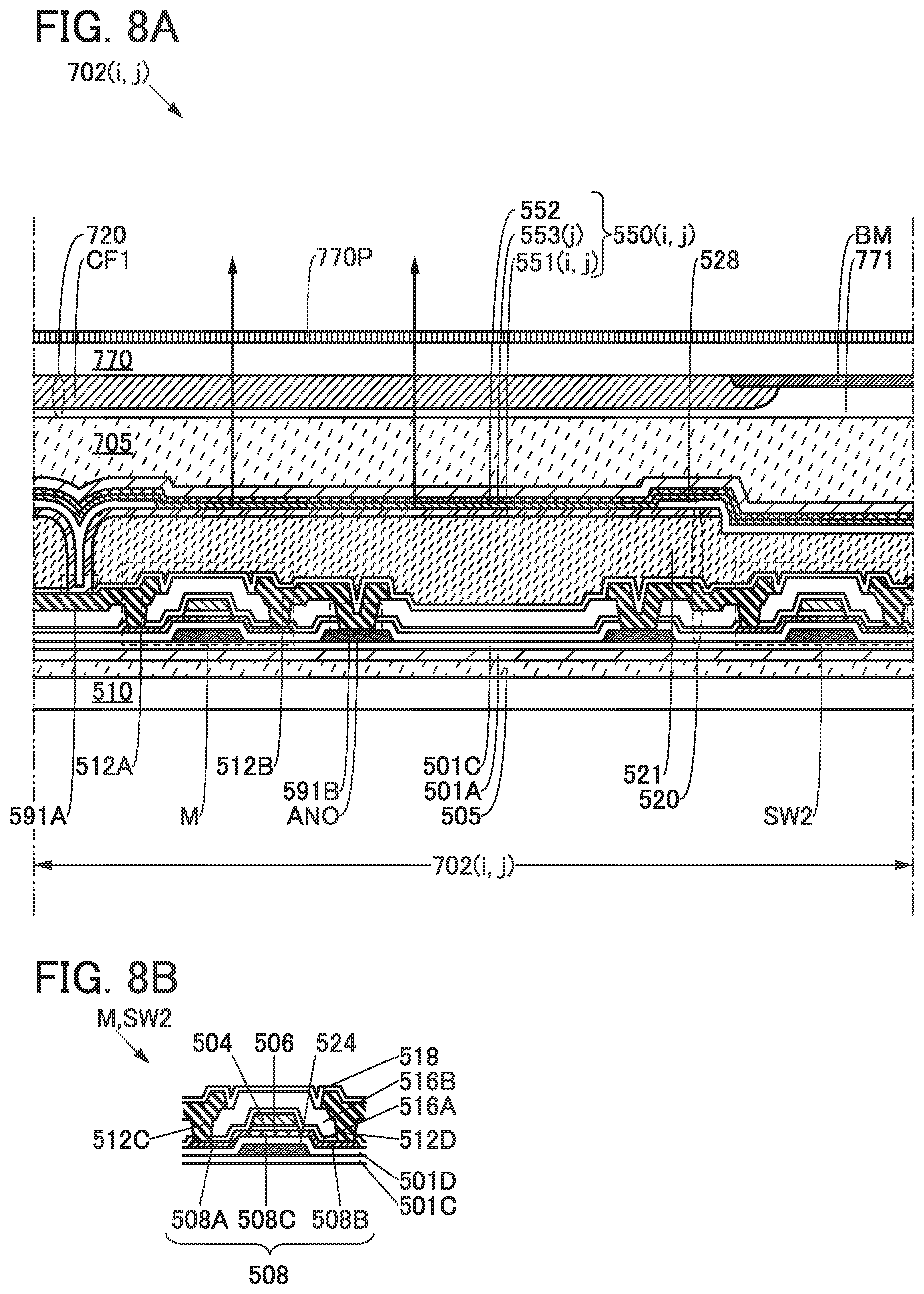 Patent US11778878 Figure 8 – Display panel, display device, input/output device, and data processing device