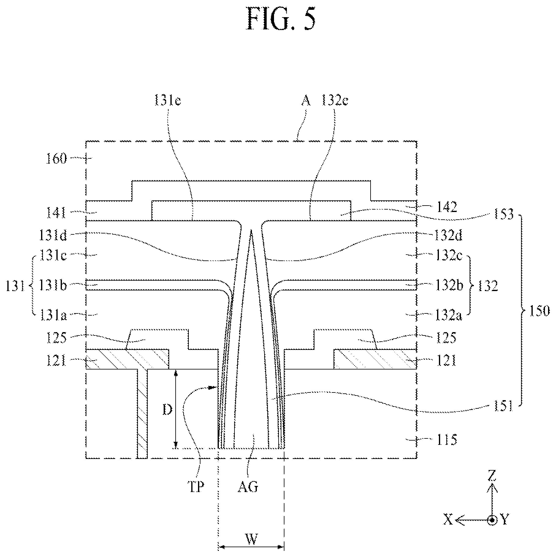 Patent US11778881 Figure 4 – Light emitting display device having a trench between pixels