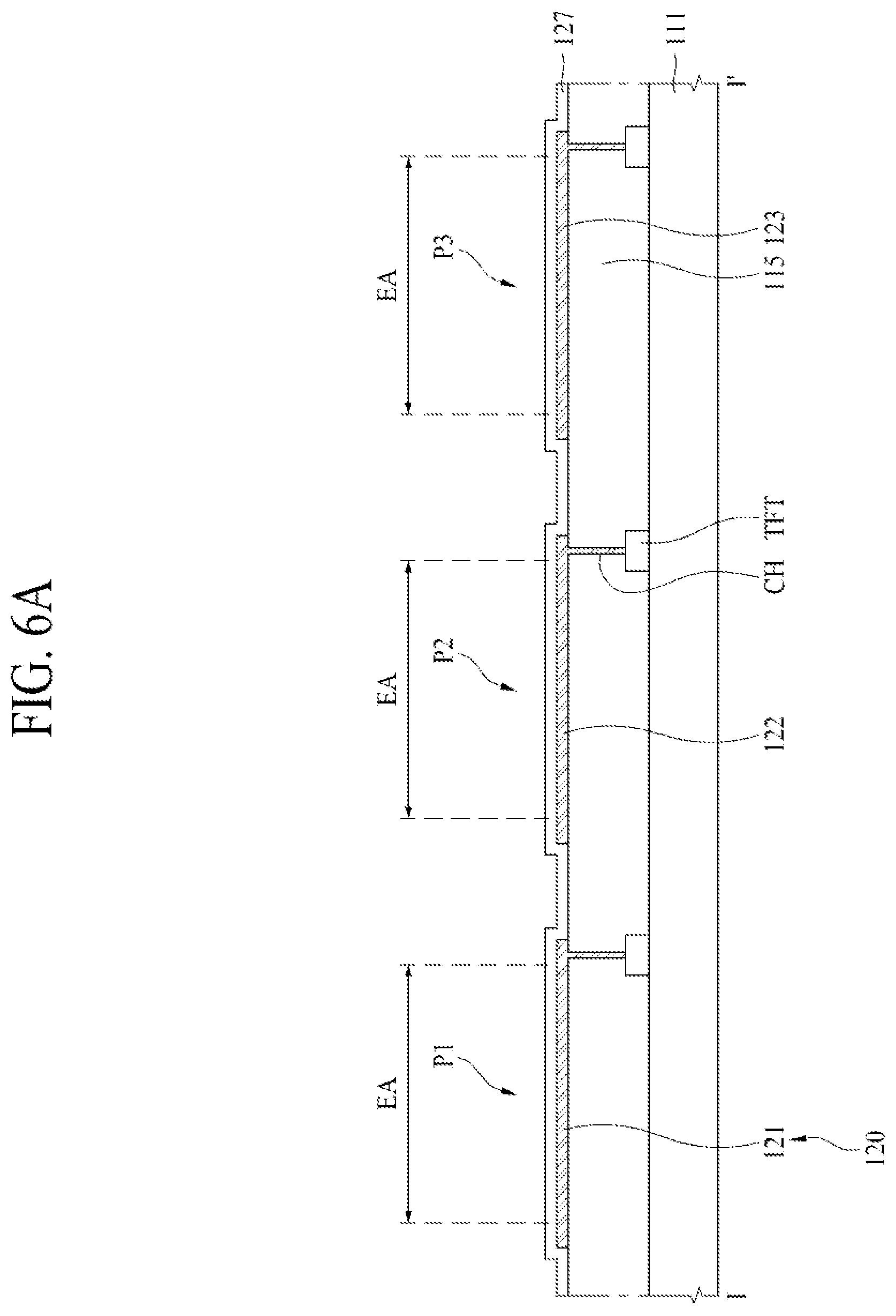 Patent US11778881 Figure 5 – Light emitting display device having a trench between pixels
