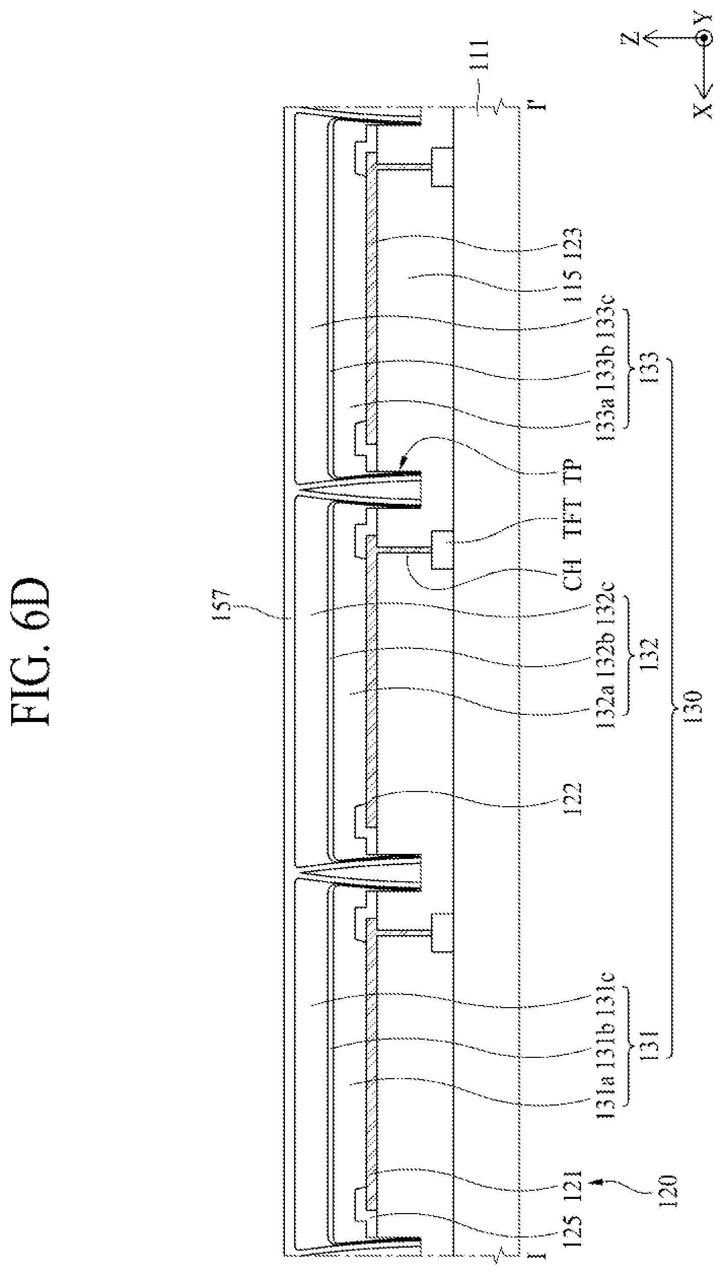 Patent US11778881 Figure 8 – Light emitting display device having a trench between pixels