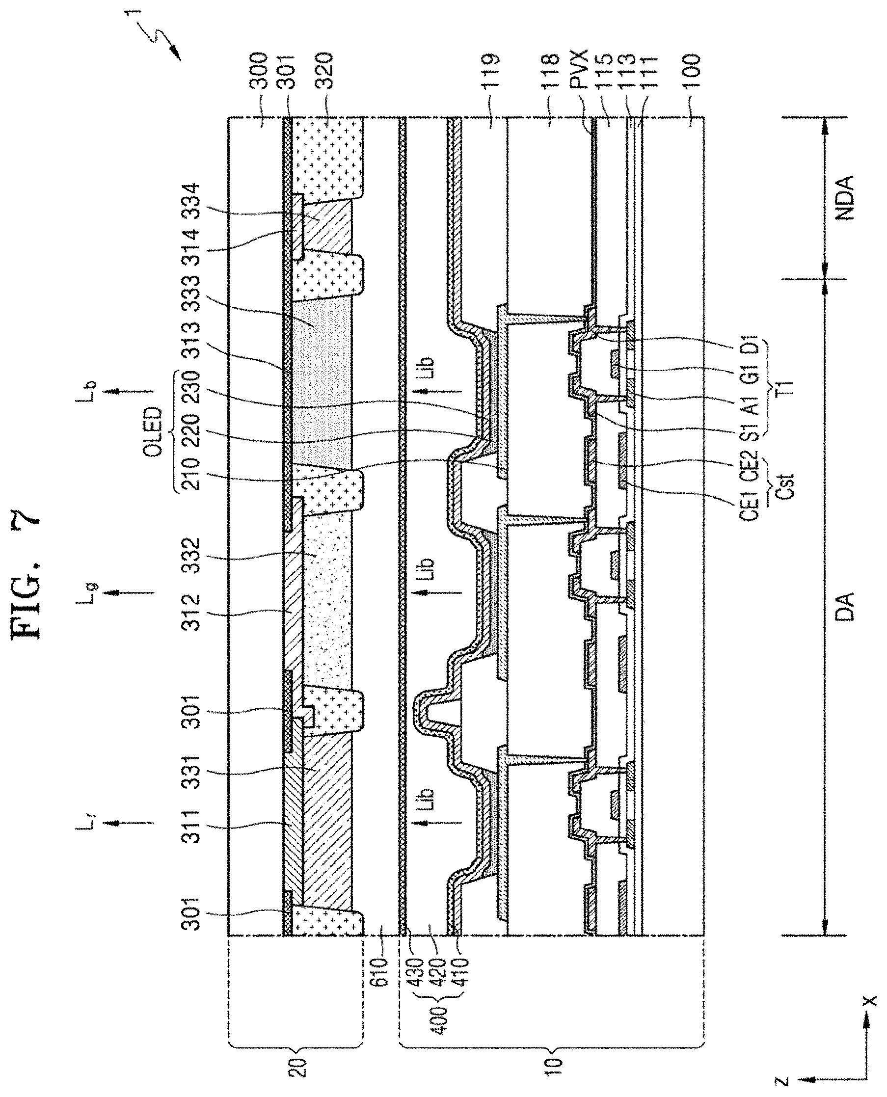 Patent US11778885 Figure 8 – Display apparatus comprising dummy color filter and dummy color conversion pattern