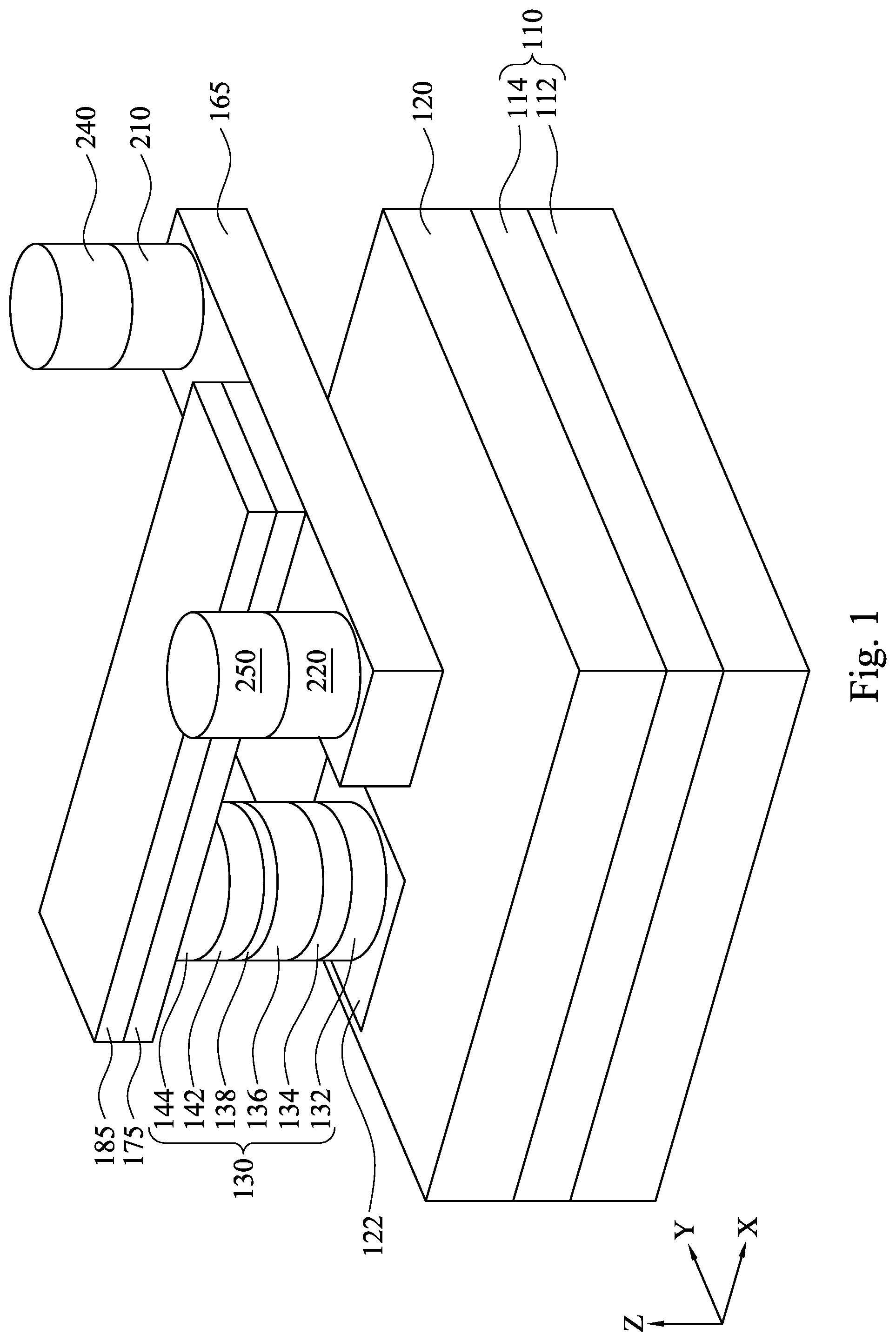 Patent US11778923 Figure 1 – Memory device
