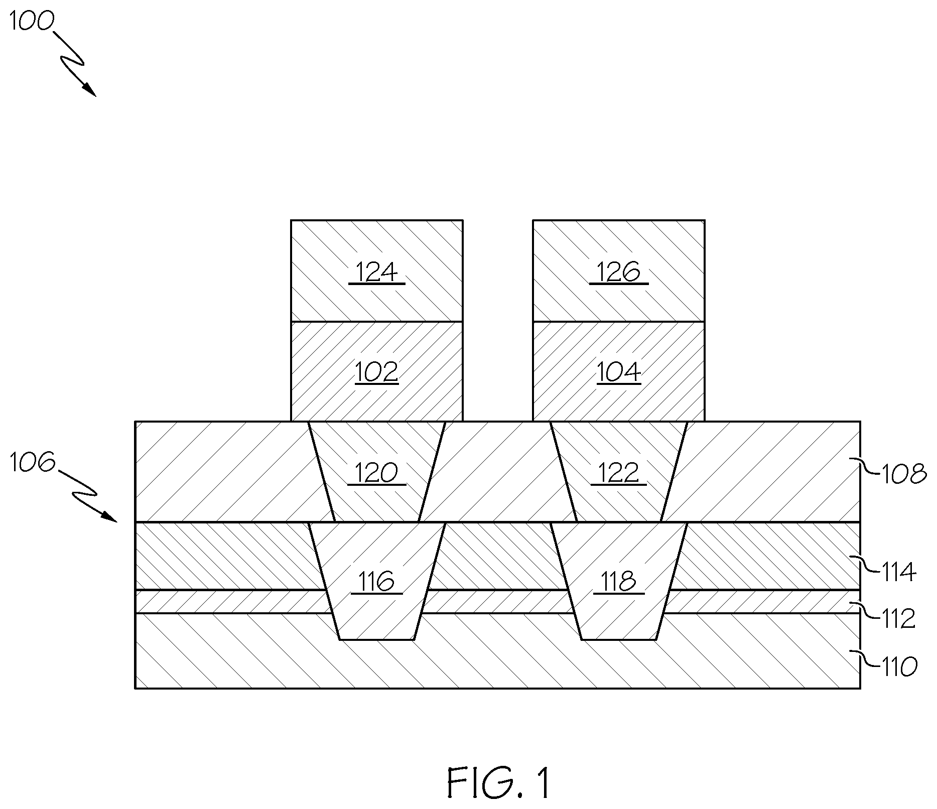 Patent US11778929 Figure 1 – Selective encapsulation for metal electrodes of embedded memory devices