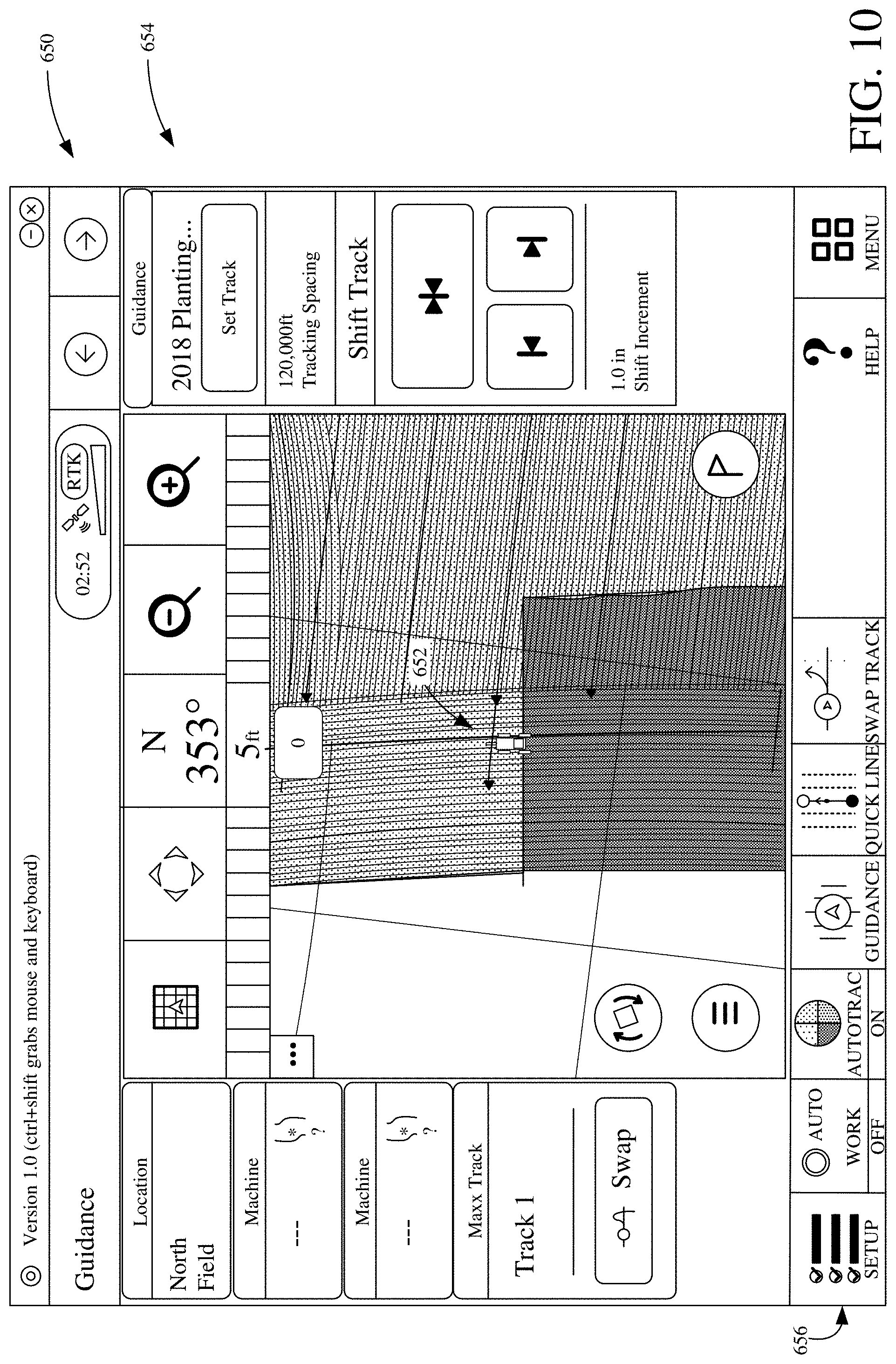 Patent US11778938 Figure 10 – Agricultural machine section control