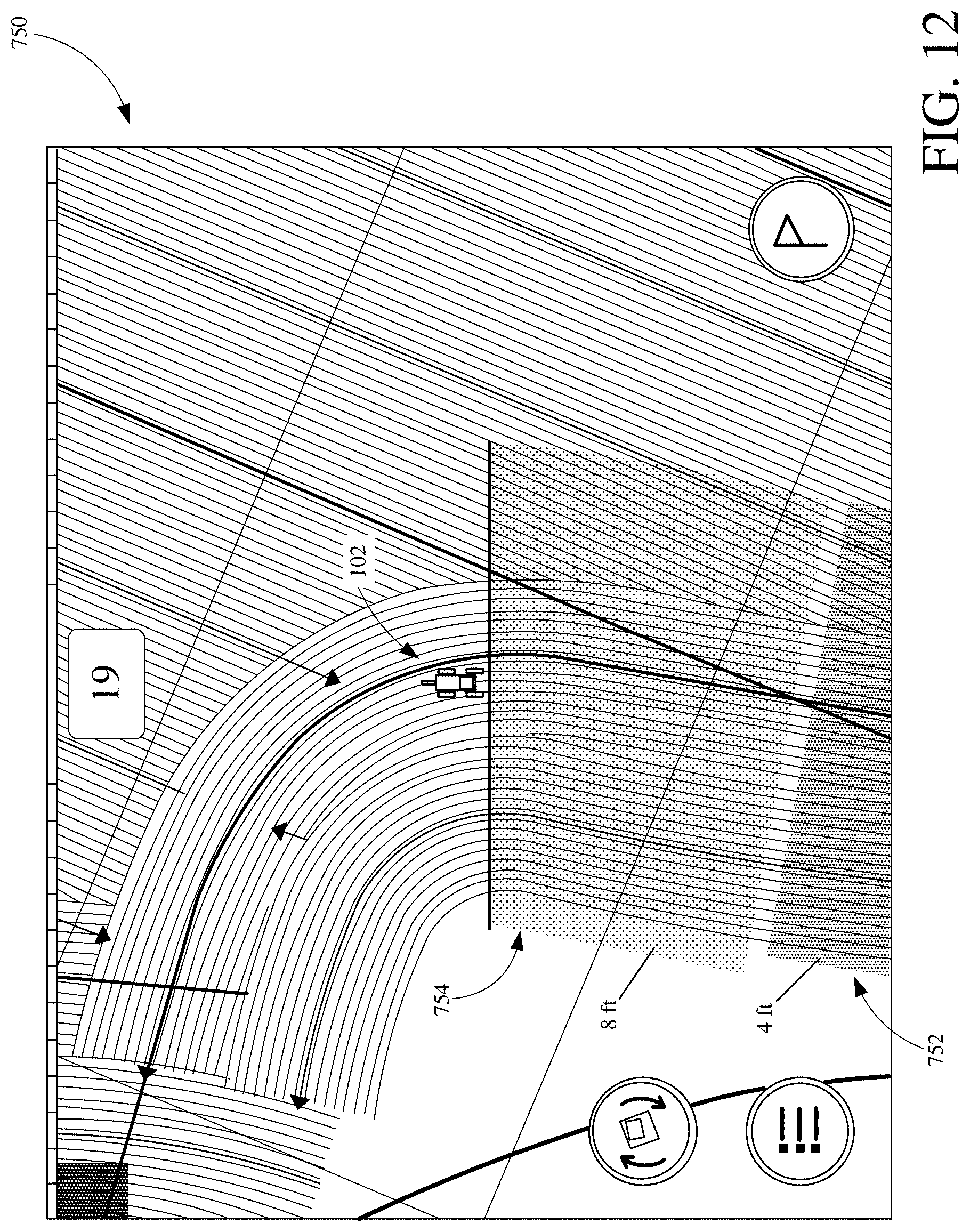Patent US11778938 Figure 12 – Agricultural machine section control