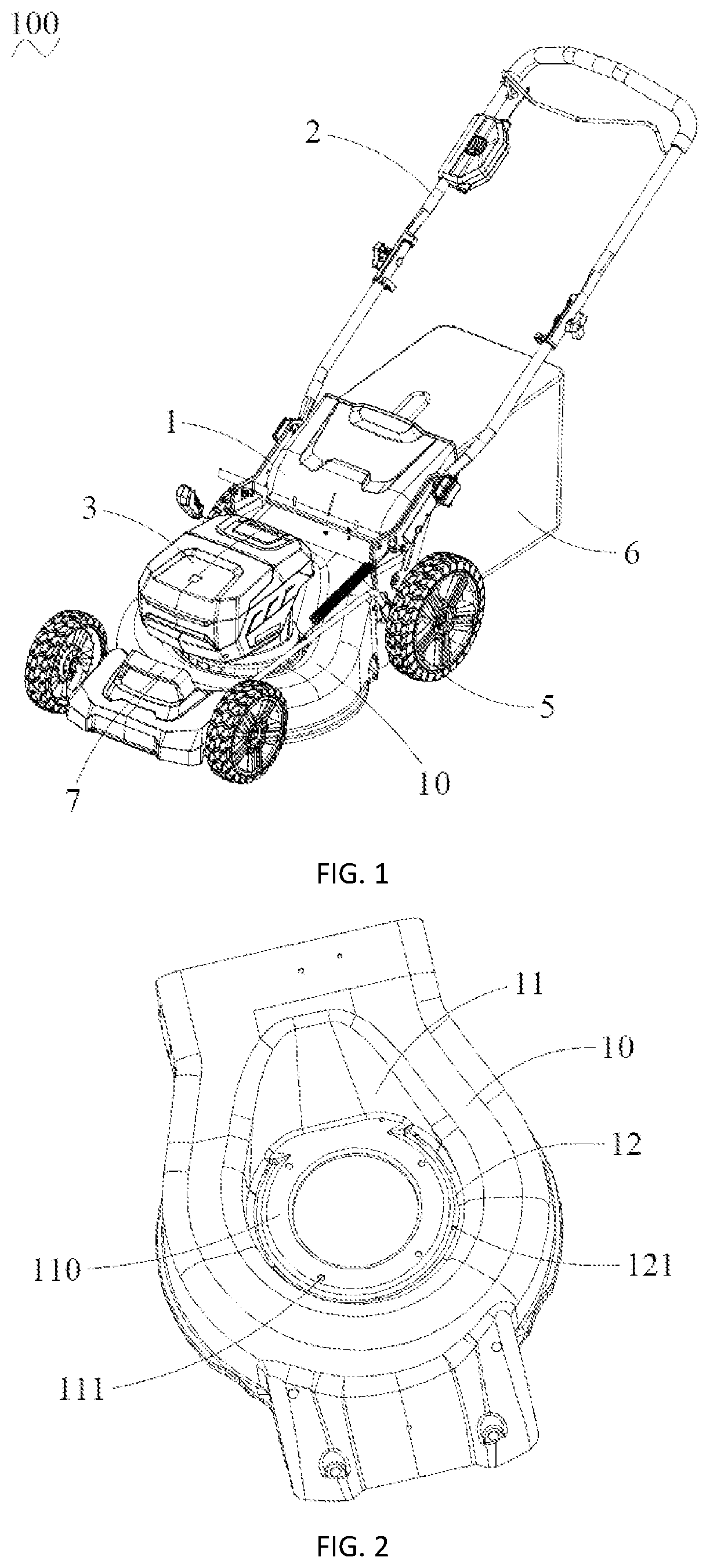 Patent US11778944 Figure 1 – Heat dissipation power head and lawn mower