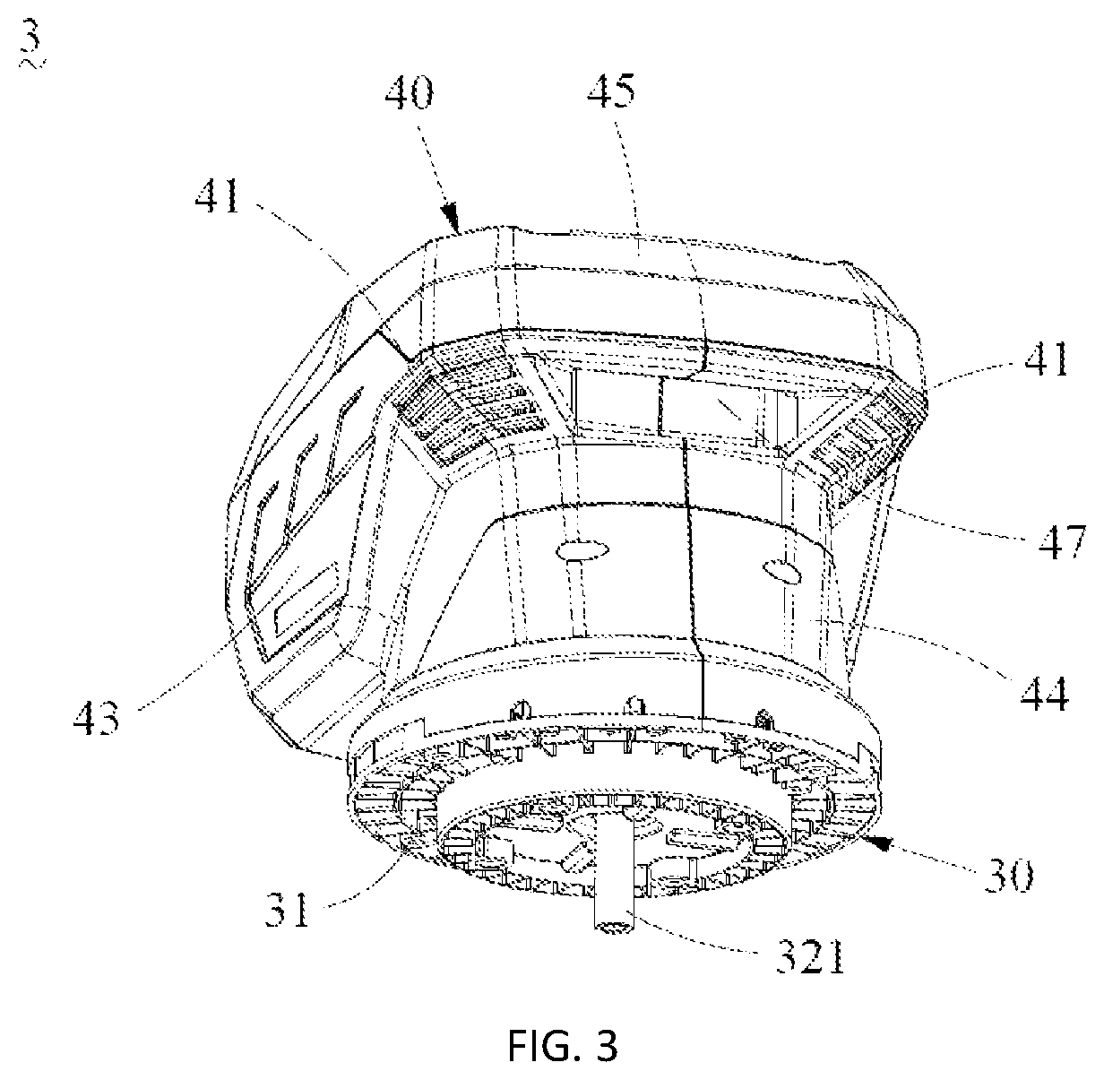 Patent US11778944 Figure 2 – Heat dissipation power head and lawn mower
