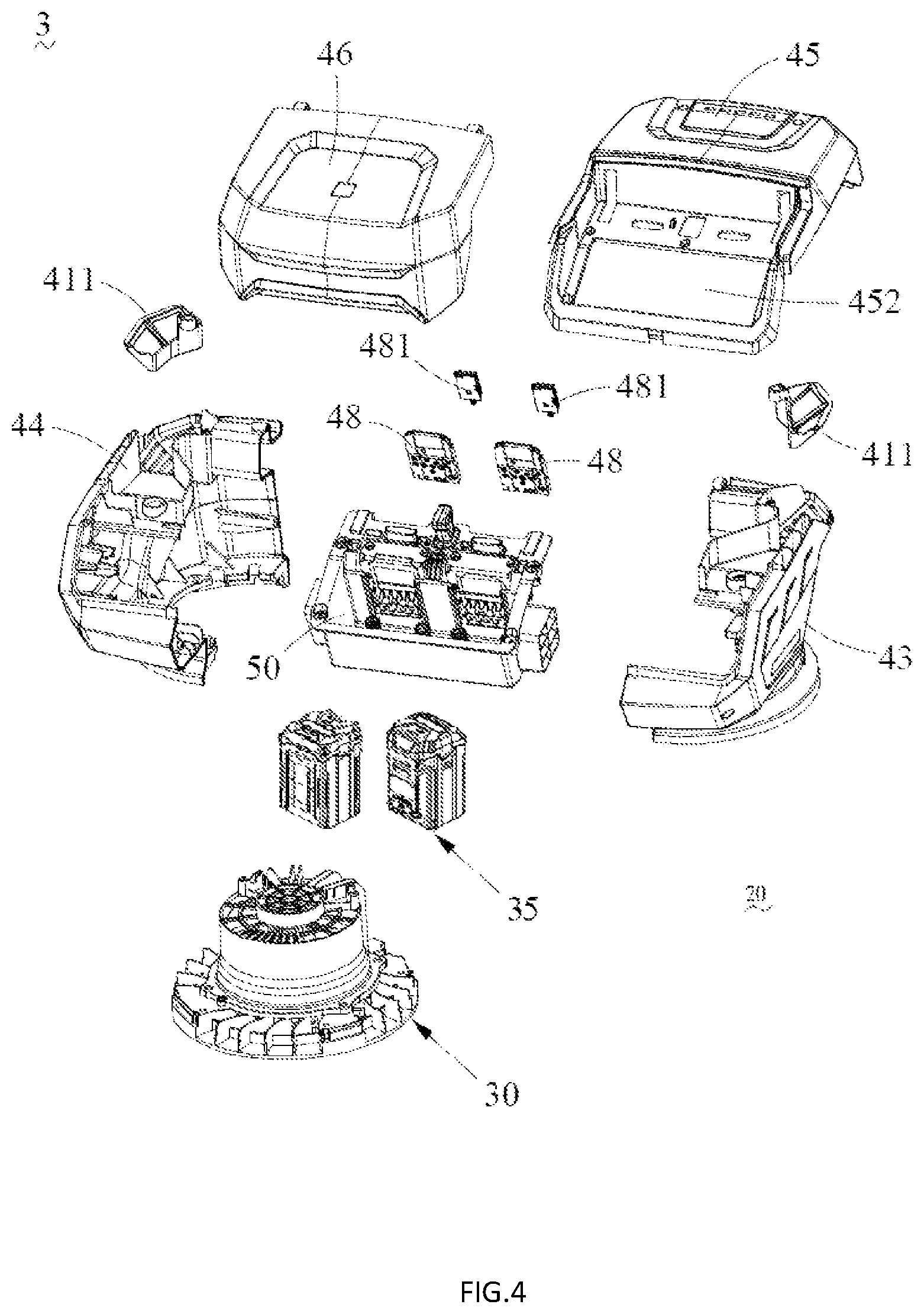 Patent US11778944 Figure 3 – Heat dissipation power head and lawn mower