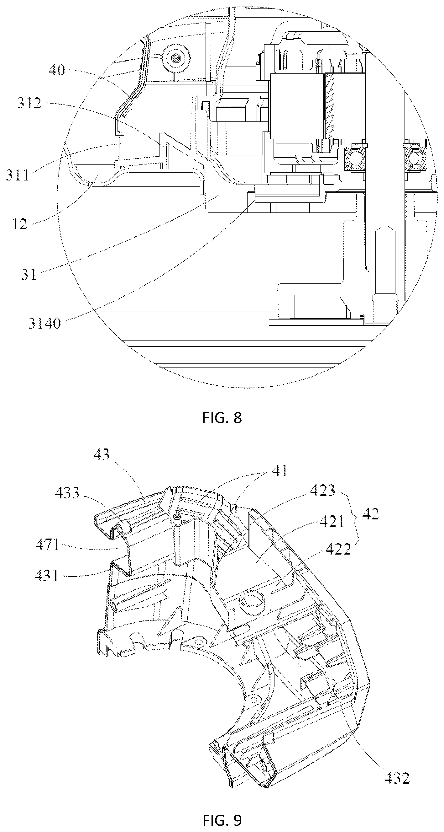Patent US11778944 Figure 6 – Heat dissipation power head and lawn mower